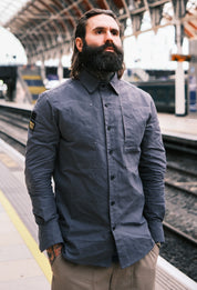 English Terrace Overshirt - HEAVY WEATHERED COTTON - Slate Grey
