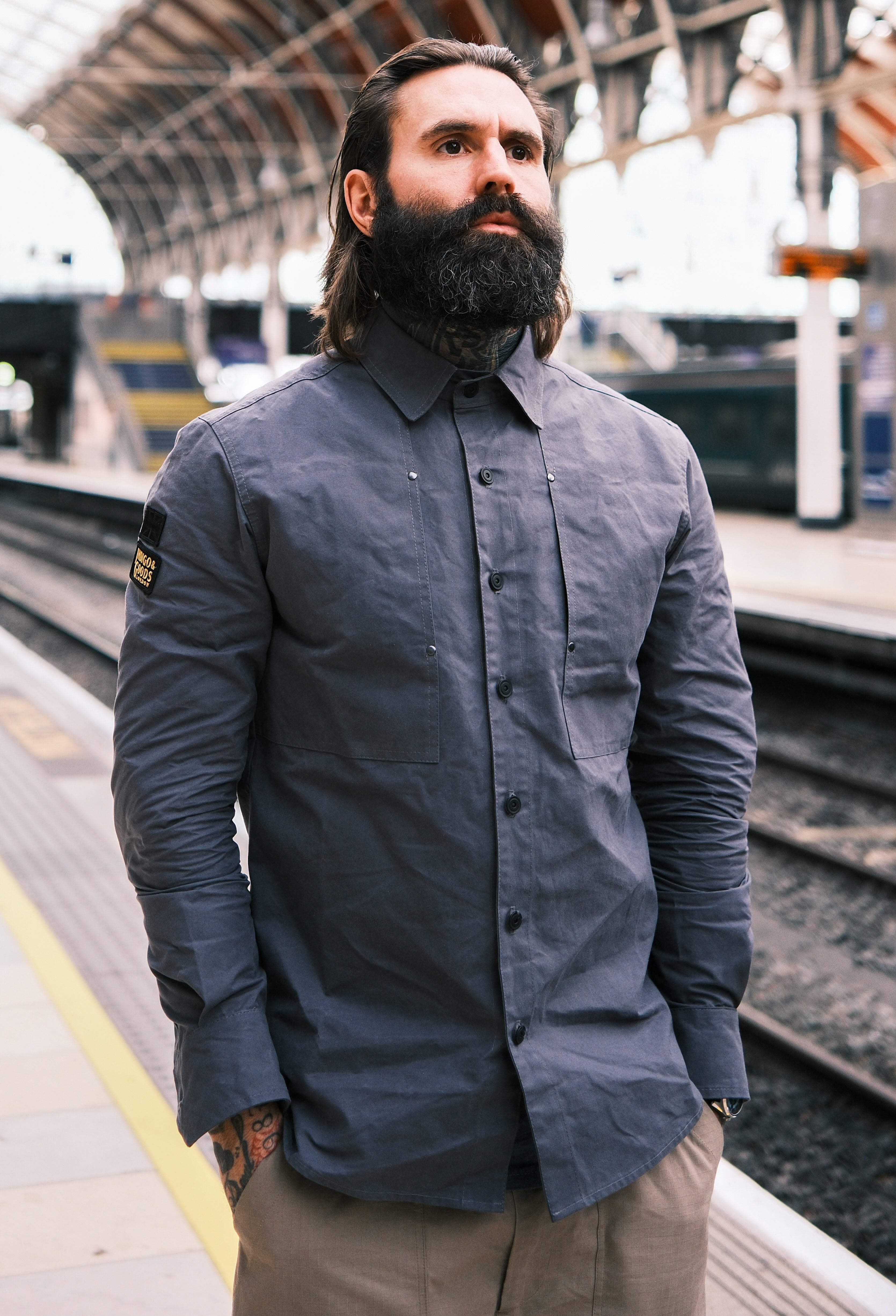 English Terrace Overshirt - HEAVY WEATHERED COTTON - Slate Grey