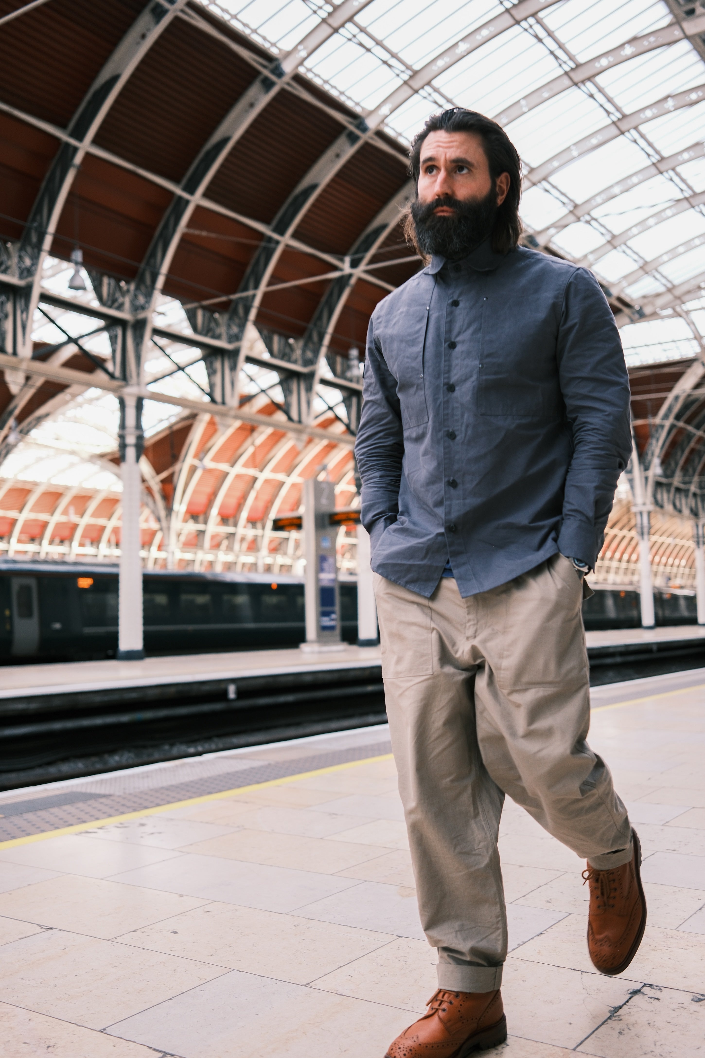 English Terrace Overshirt - HEAVY WEATHERED COTTON - Slate Grey