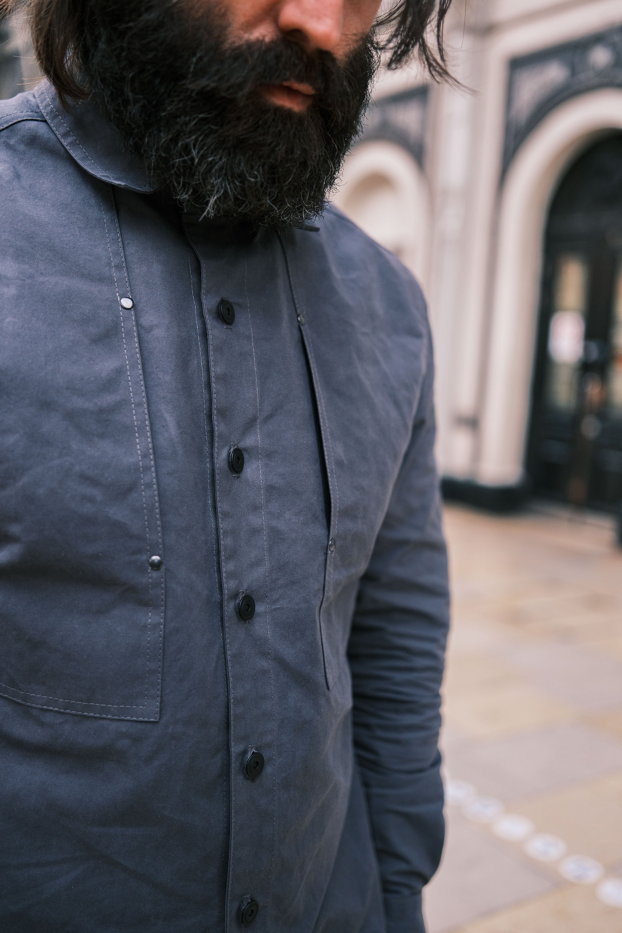 English Terrace Overshirt - HEAVY WEATHERED COTTON - Slate Grey