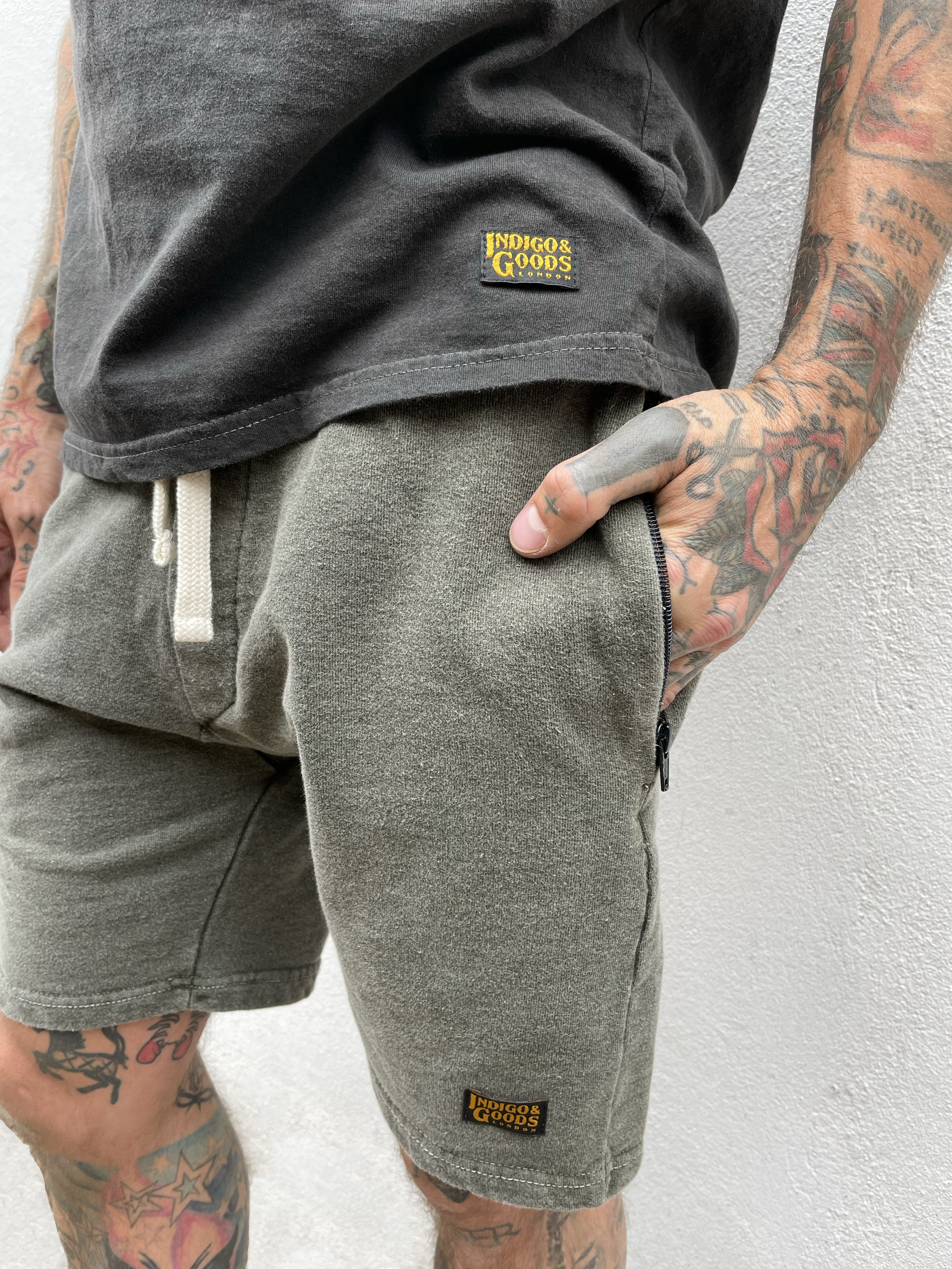 Zip Shorts - Washed Olive