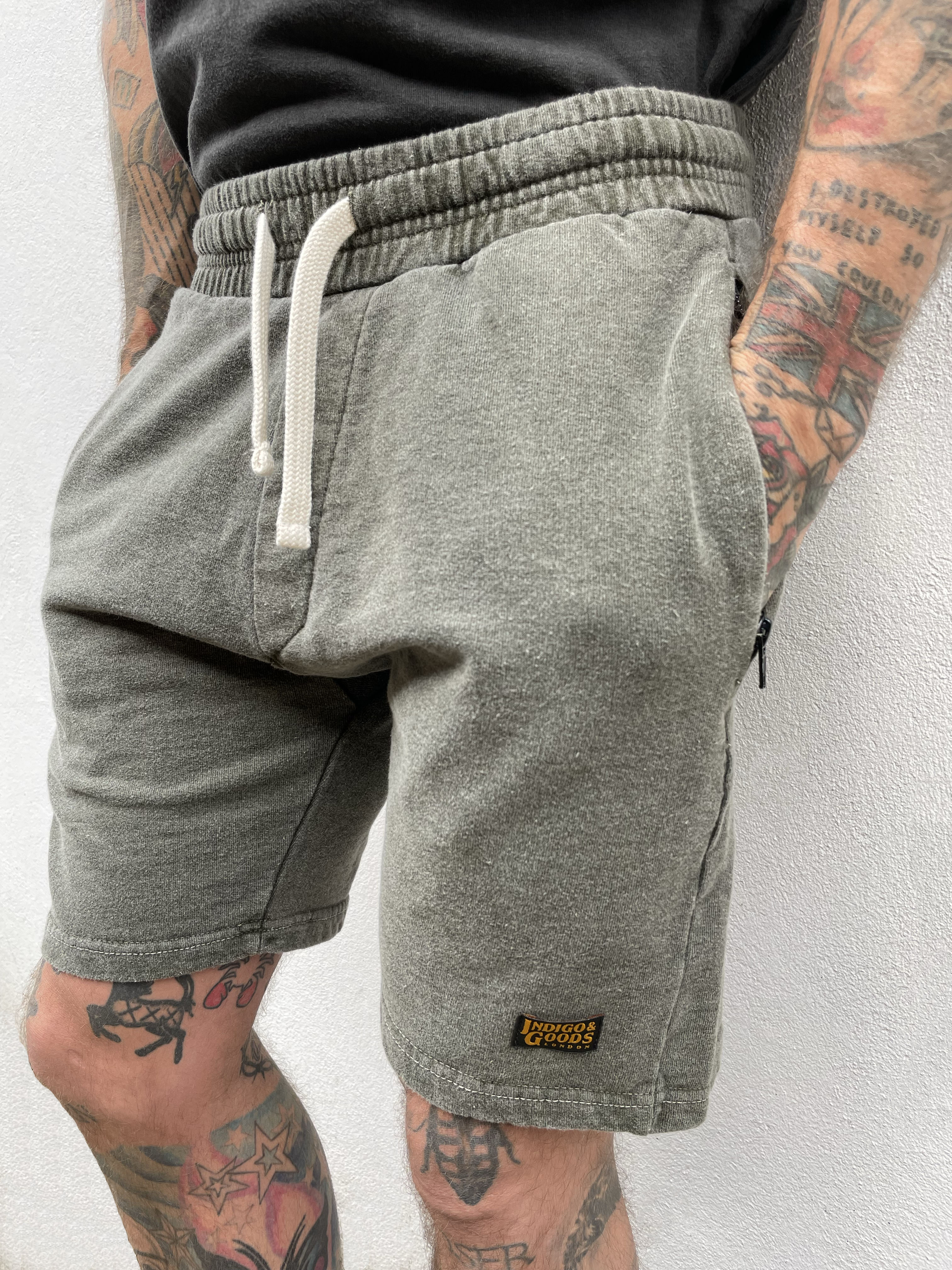 Zip Shorts - Washed Olive