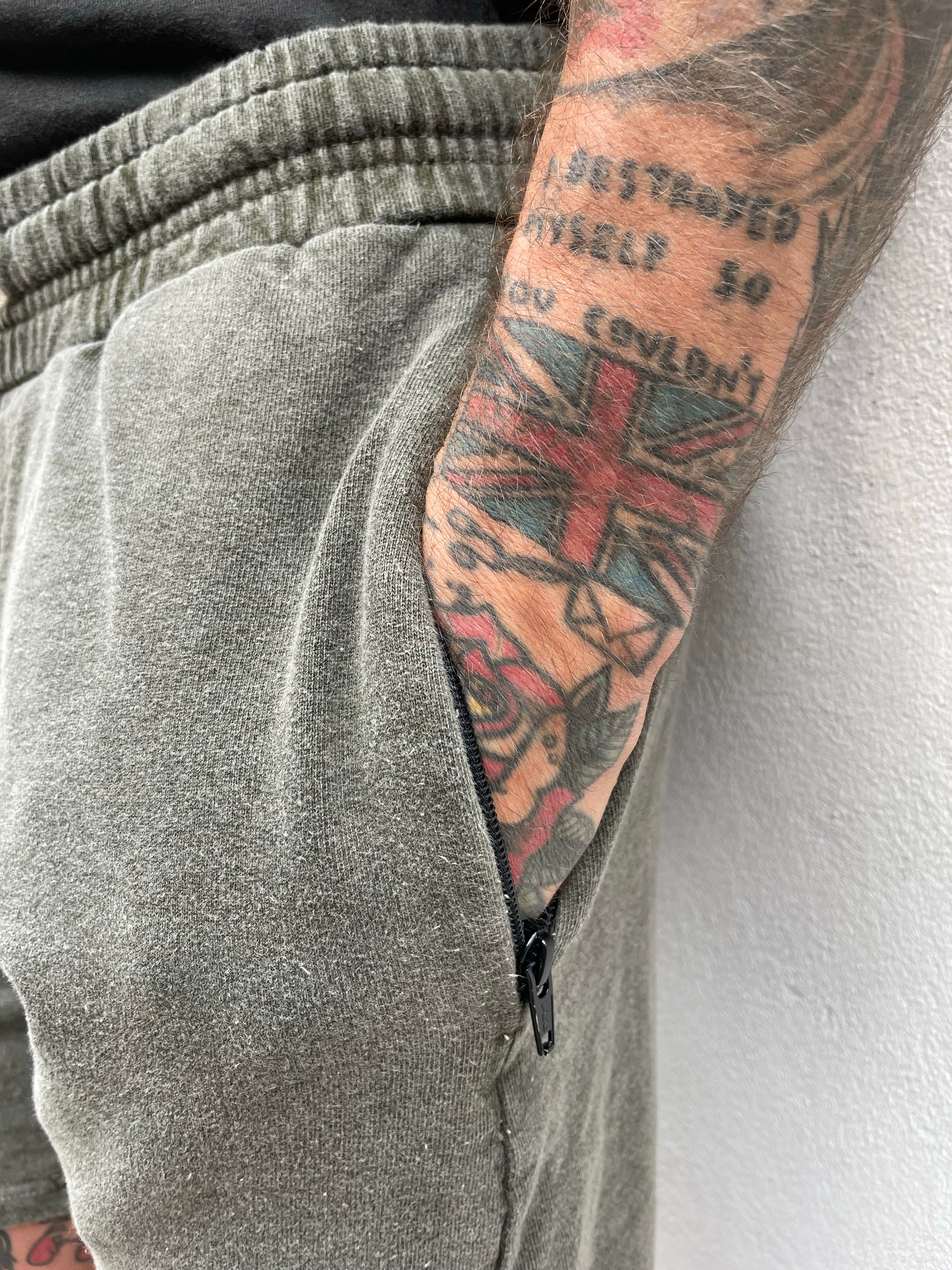 Zip Shorts - Washed Olive