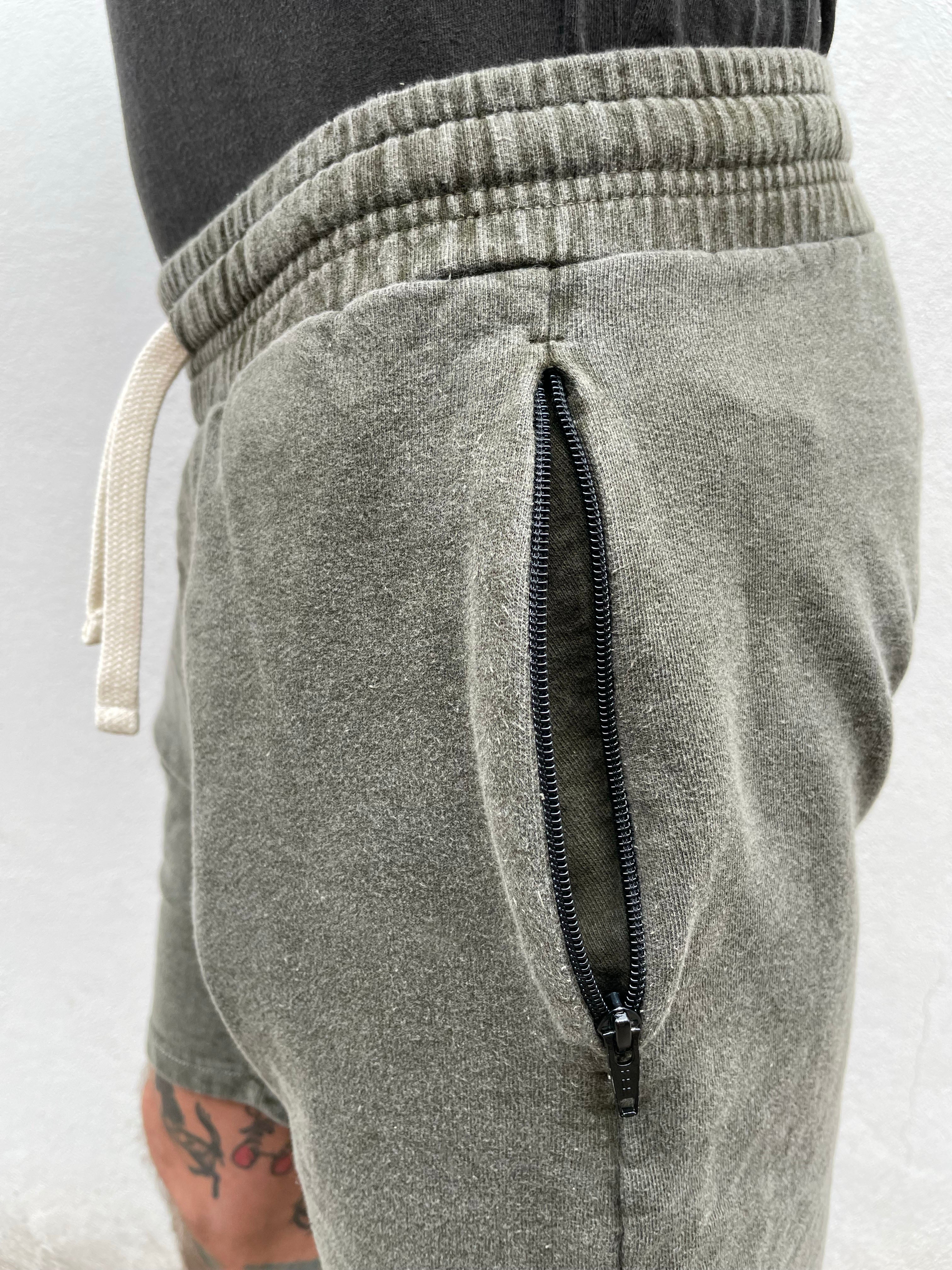 Zip Shorts - Washed Olive
