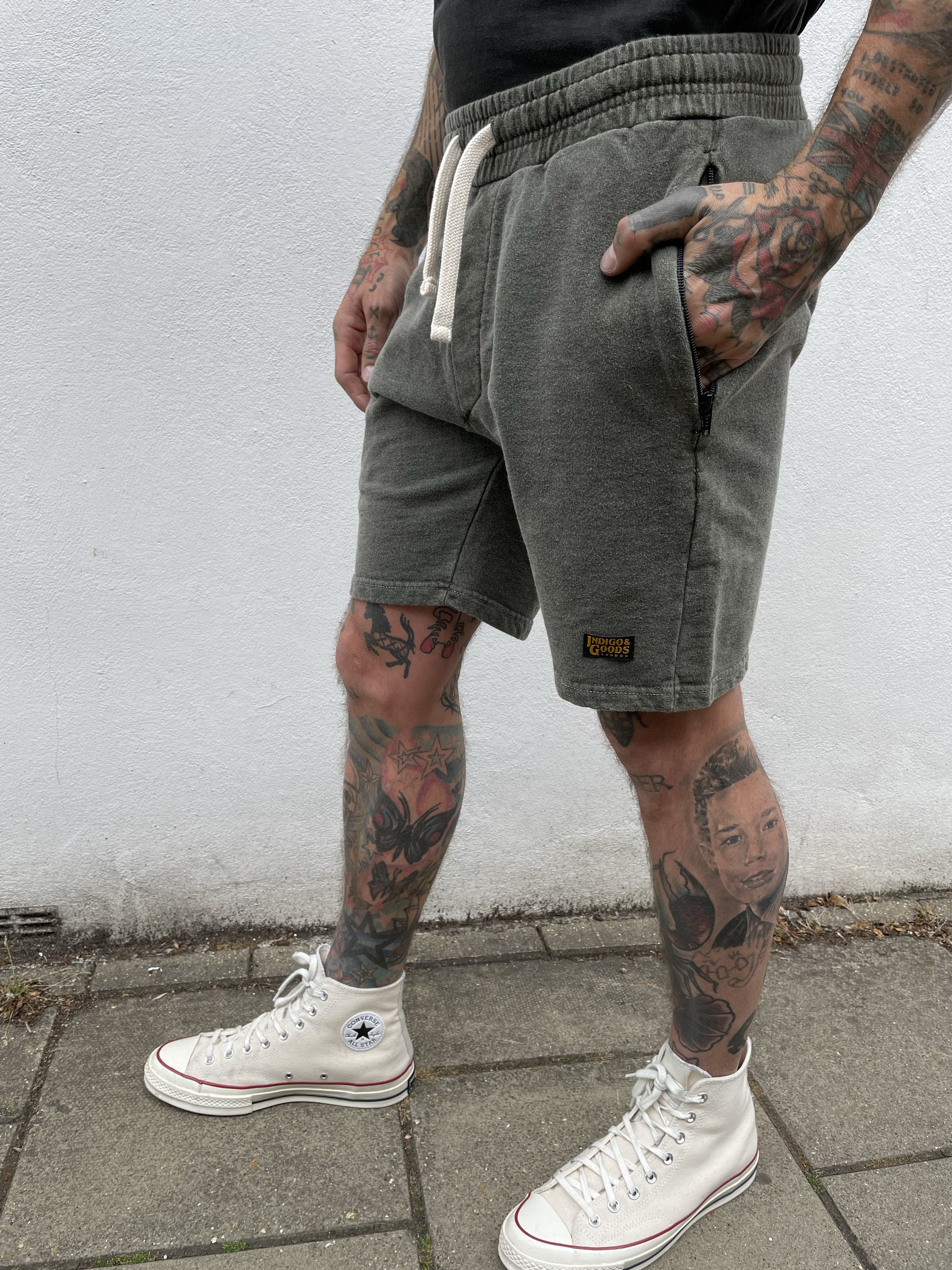 Zip Shorts - Washed Olive
