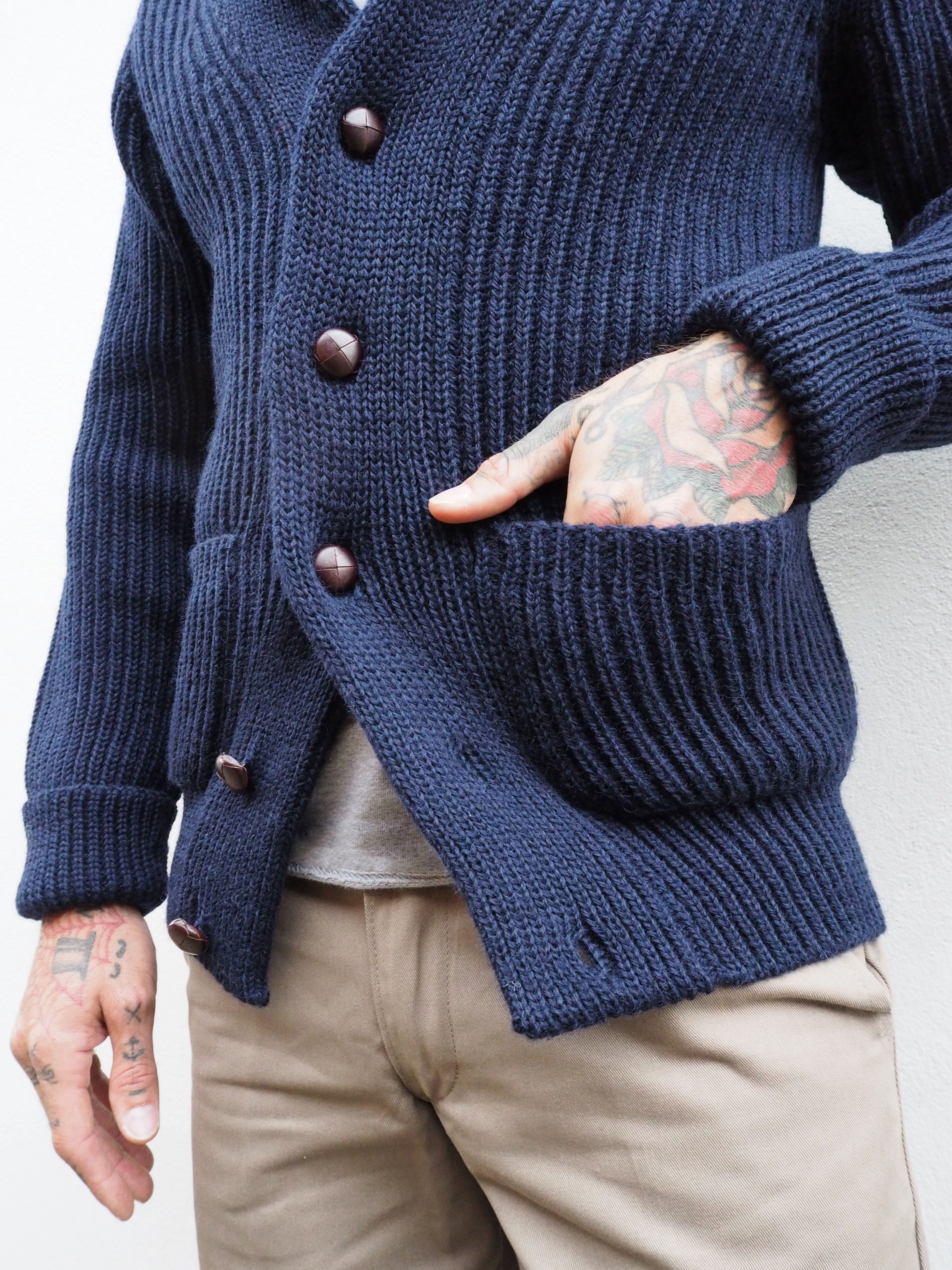 Shawl Collar Cardigan - Navy