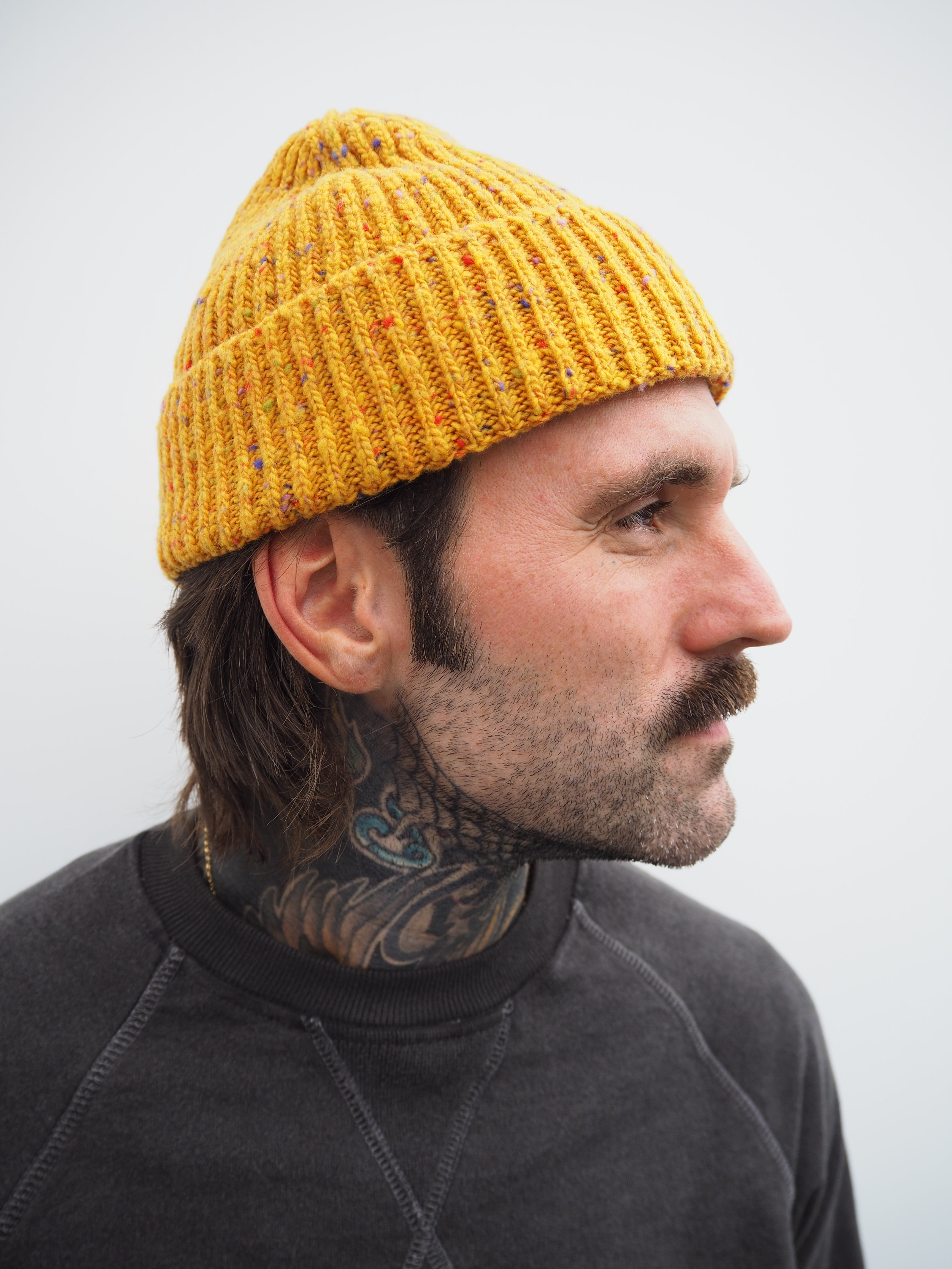 Donegal Wool Beanie - Mustard