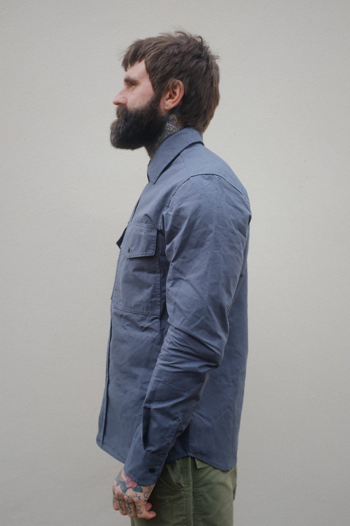 Turbo Shirt Jacket - Heavy Weathered Cotton - Slate Grey