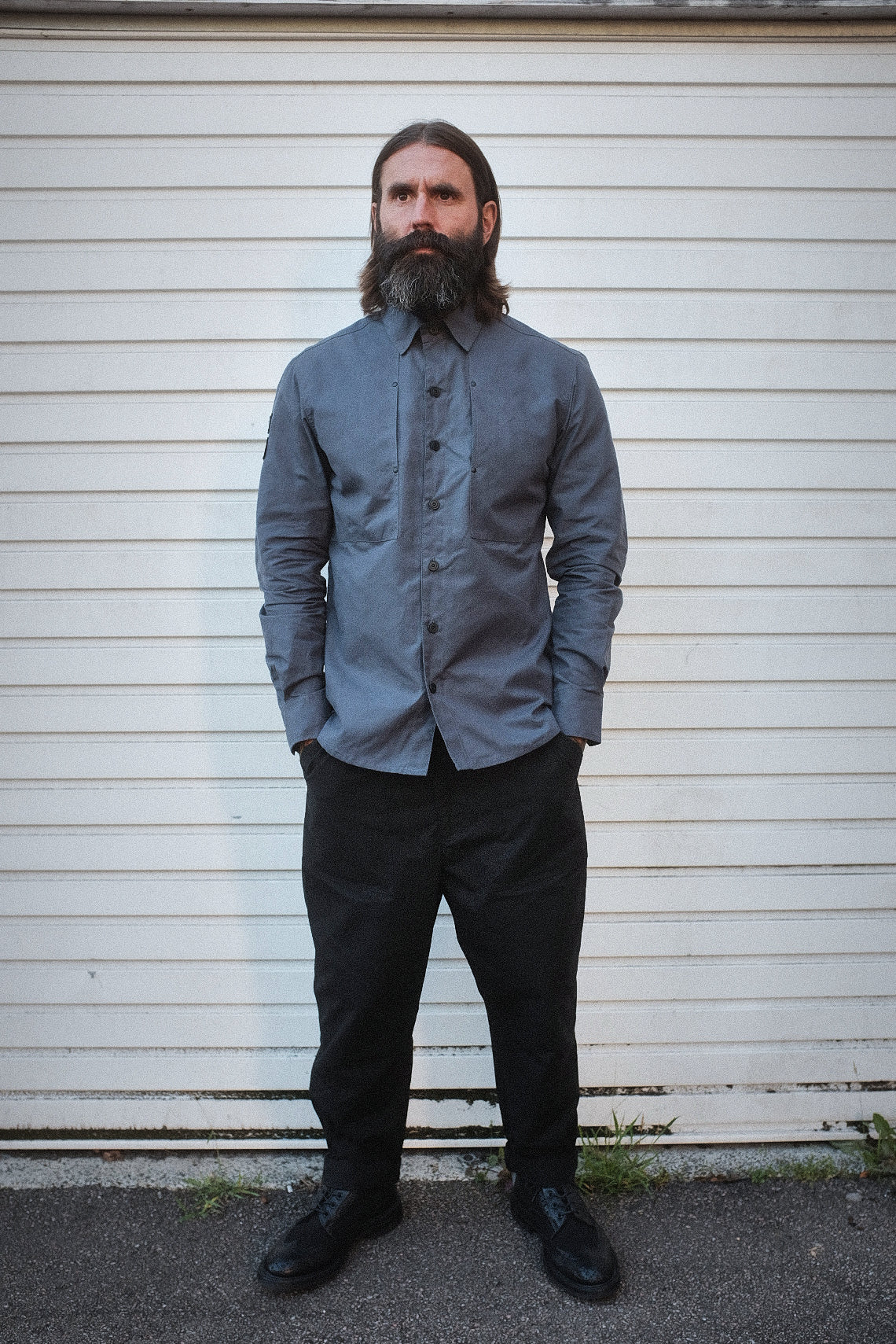English Terrace Overshirt - HEAVY WEATHERED COTTON - Slate Grey