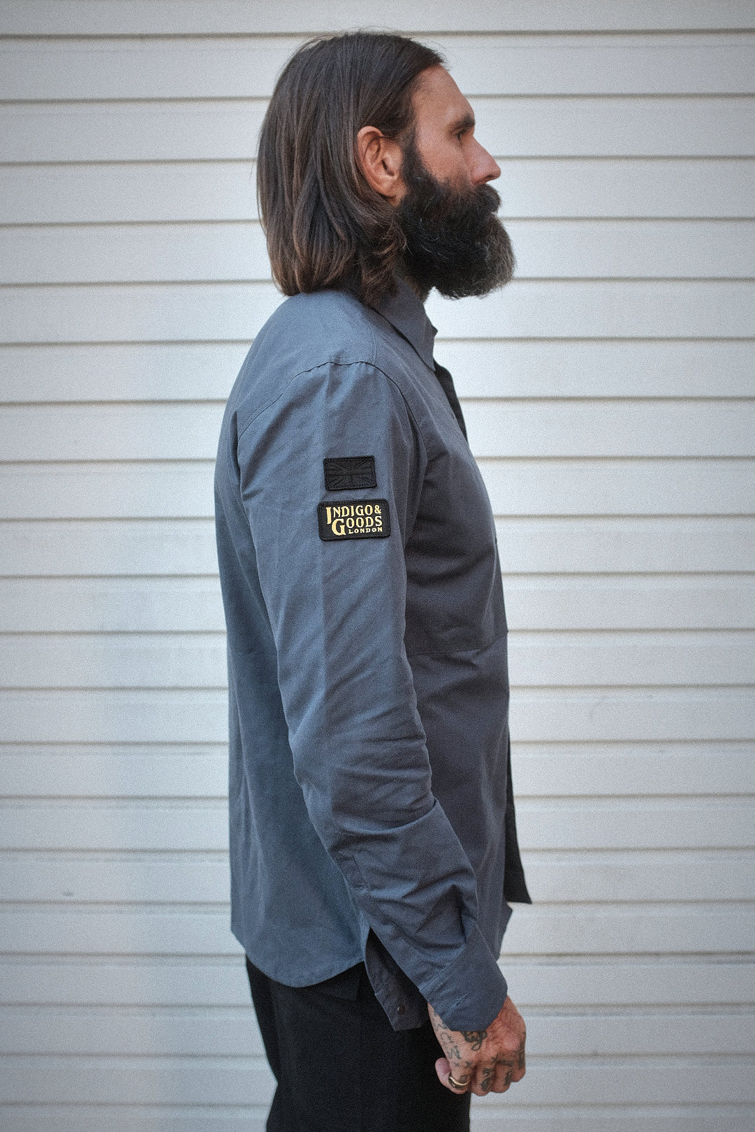 English Terrace Overshirt - HEAVY WEATHERED COTTON - Slate Grey