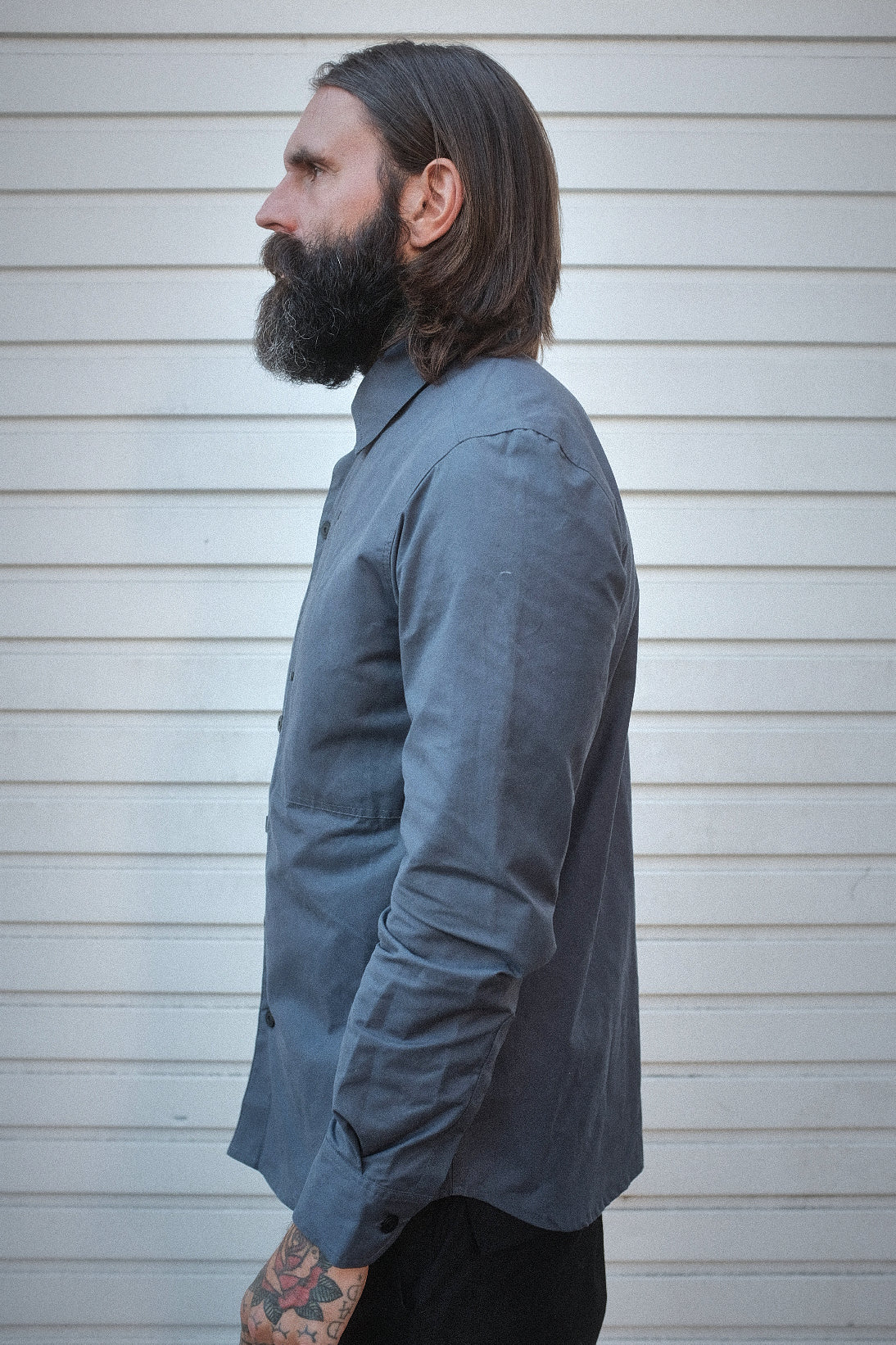 English Terrace Overshirt - HEAVY WEATHERED COTTON - Slate Grey