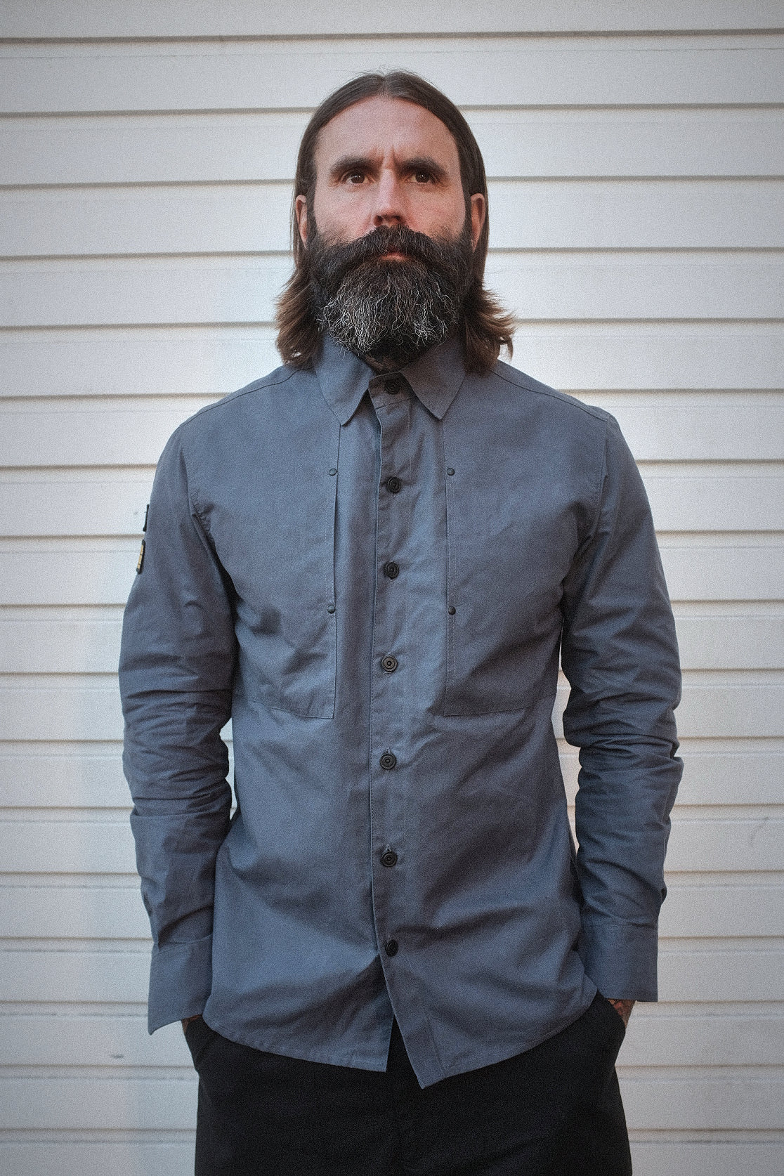 English Terrace Overshirt - HEAVY WEATHERED COTTON - Slate Grey