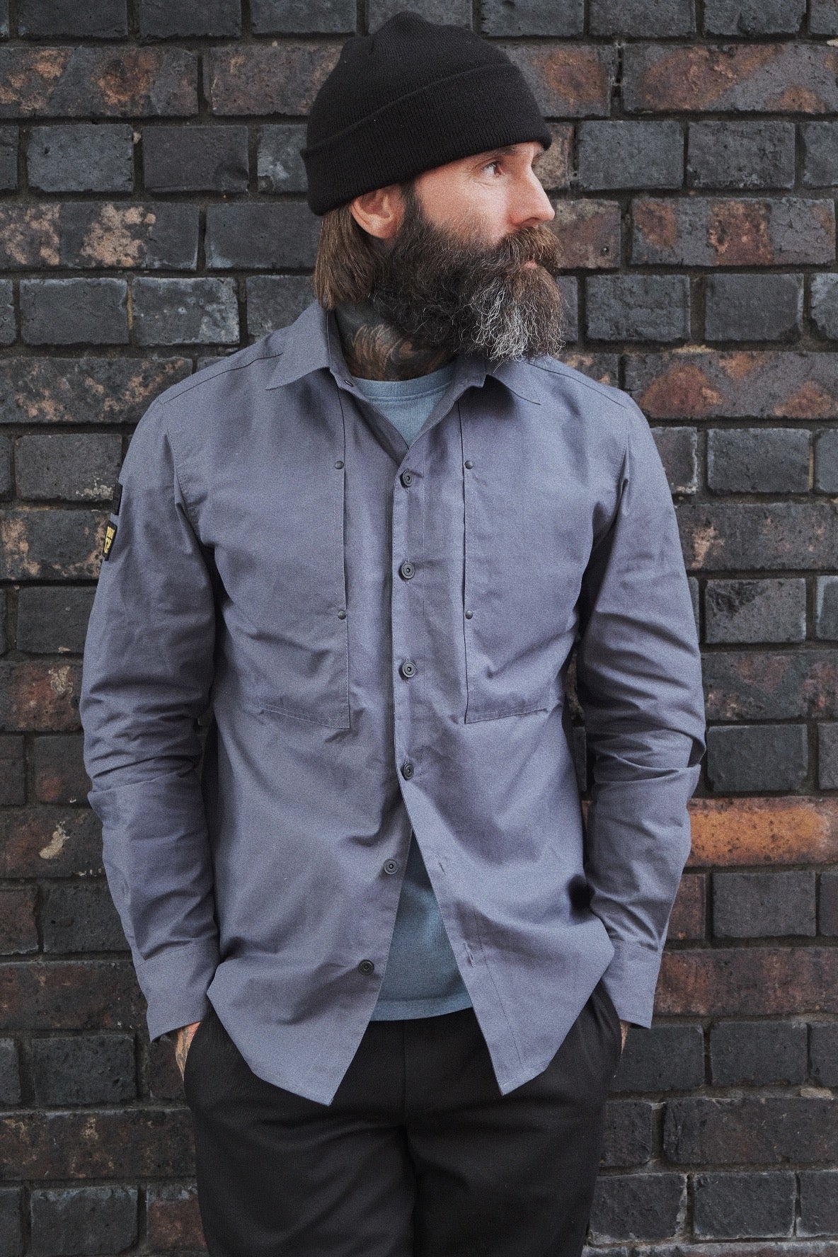 English Terrace Overshirt - HEAVY WEATHERED COTTON - Slate Grey