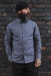 English Terrace Overshirt - HEAVY WEATHERED COTTON - Slate Grey