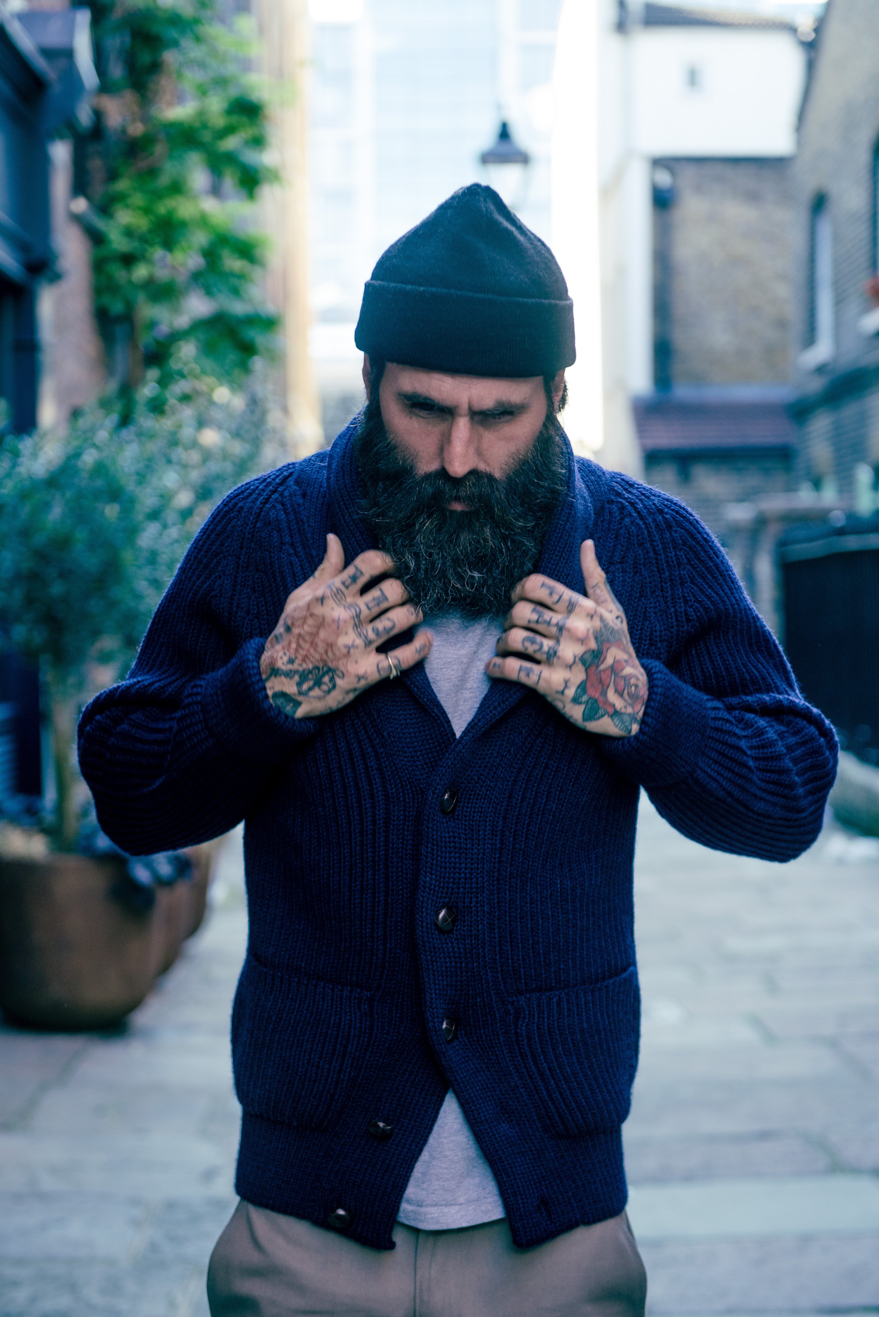 Shawl Collar Cardigan - Navy