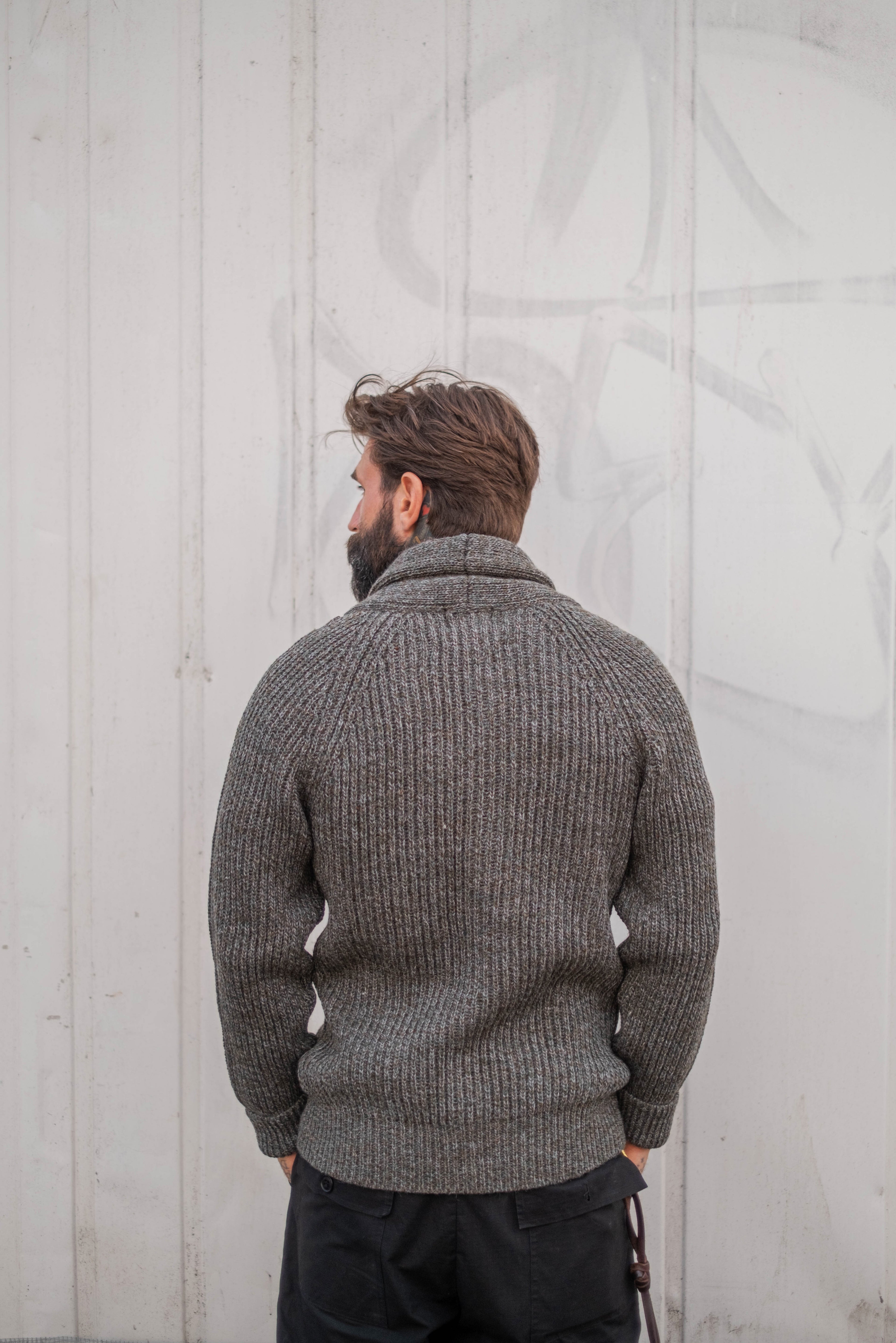 Shawl Collar Cardigan - Green Mix
