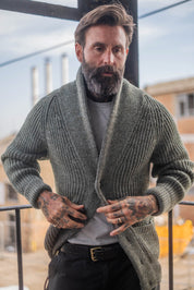 Shawl Collar Cardigan - Green Mix