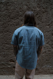 English Prison Patch Shirt - Indigo Stripe