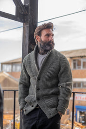 Shawl Collar Cardigan - Green Mix