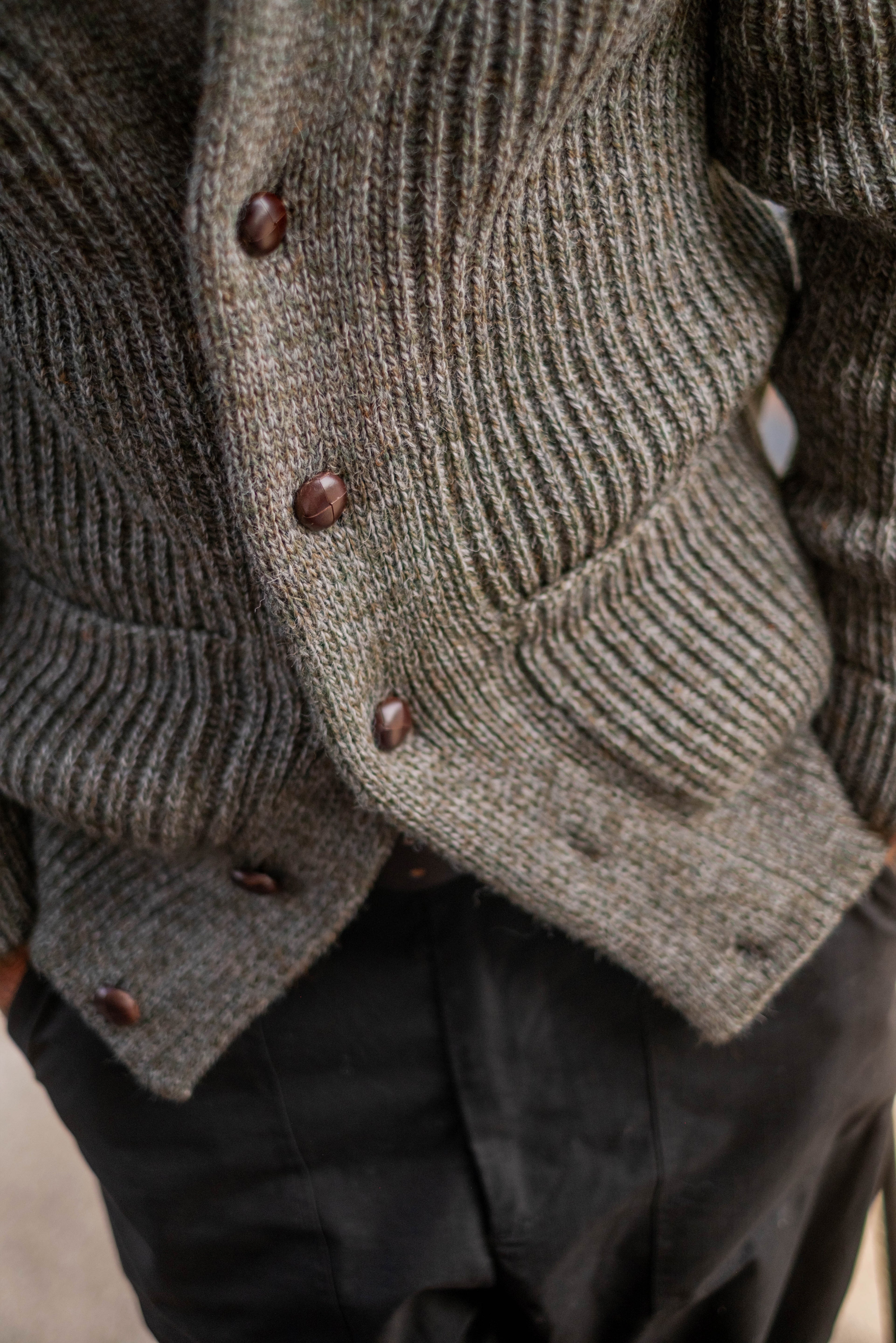 Shawl Collar Cardigan - Green Mix