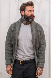 Shawl Collar Cardigan - Green Mix