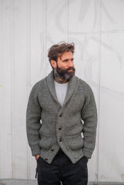 Shawl Collar Cardigan - Green Mix
