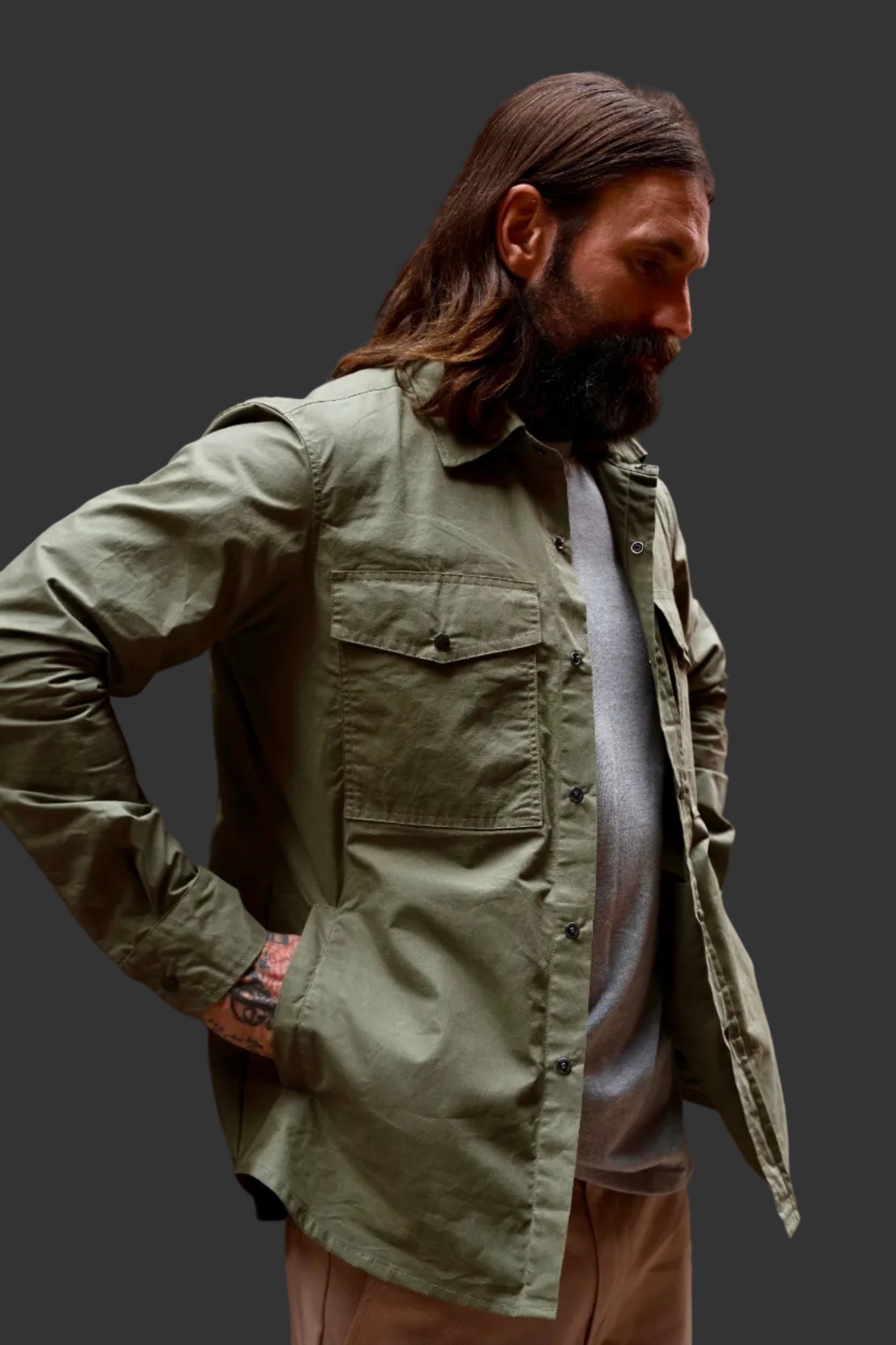 Turbo Shirt Jacket - Weathered Cotton - Jungle Green