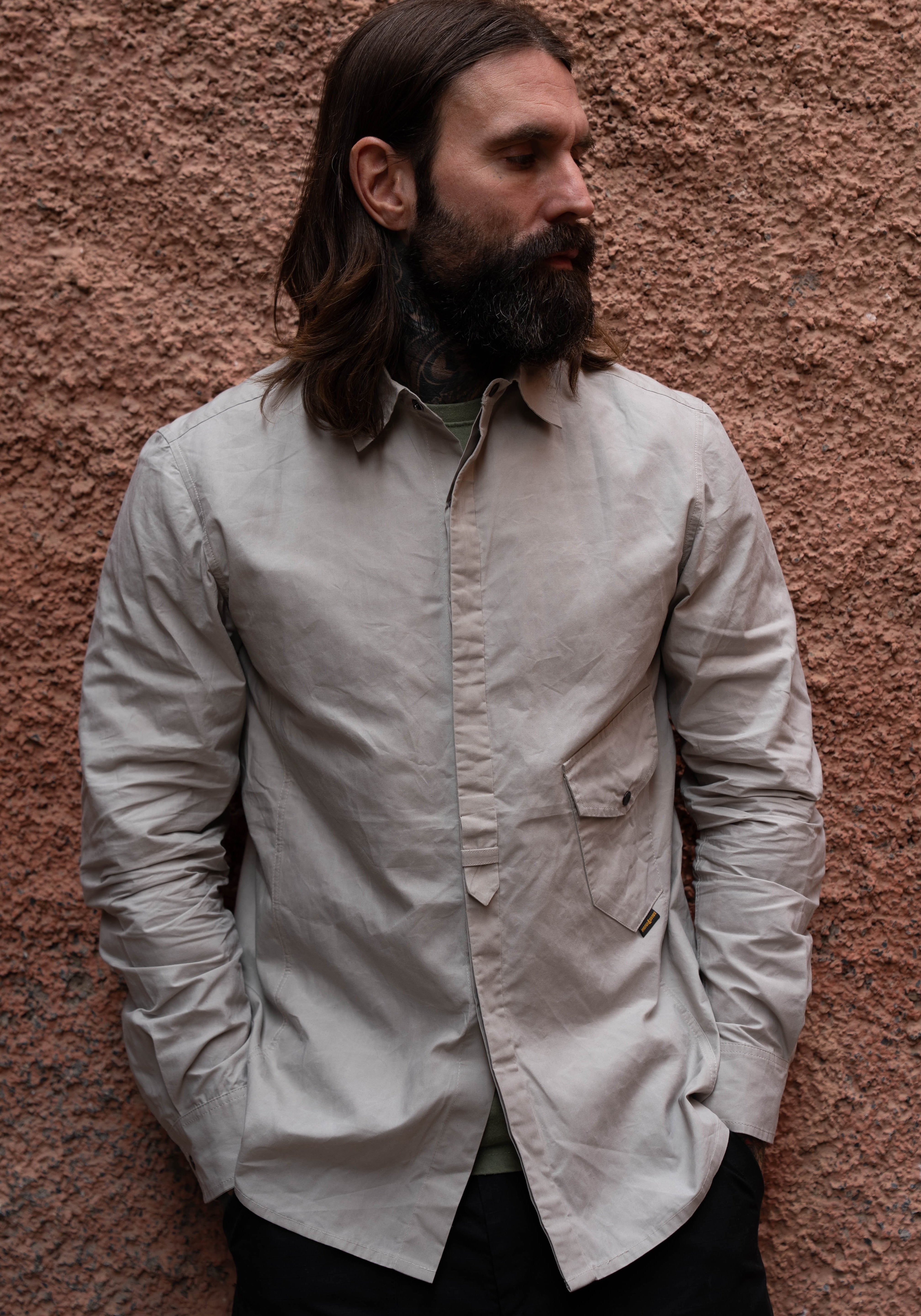 Drop Pocket Shirt - Weathered Cotton - Lt. Stone
