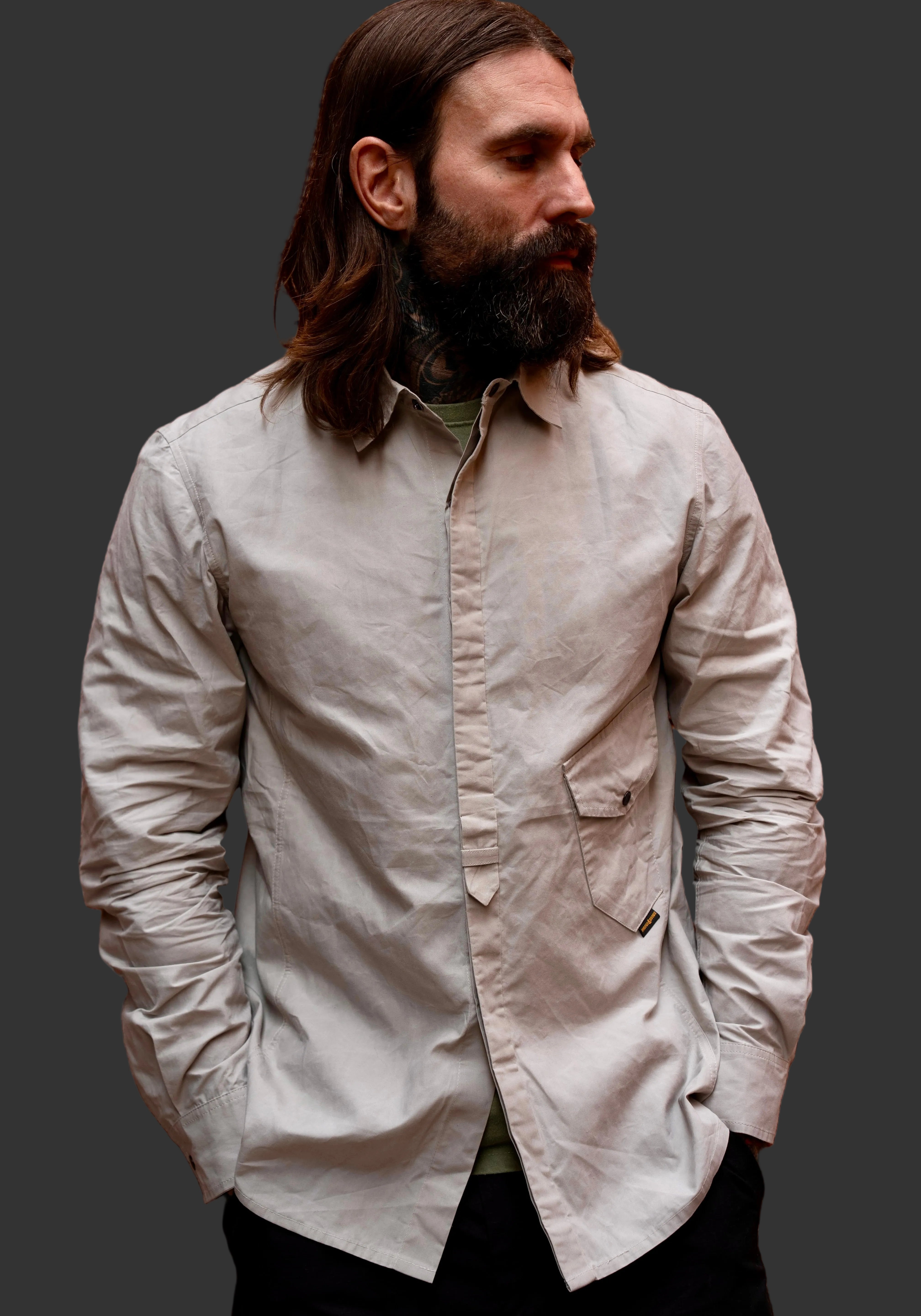 Drop Pocket Shirt - Weathered Cotton - Lt. Stone