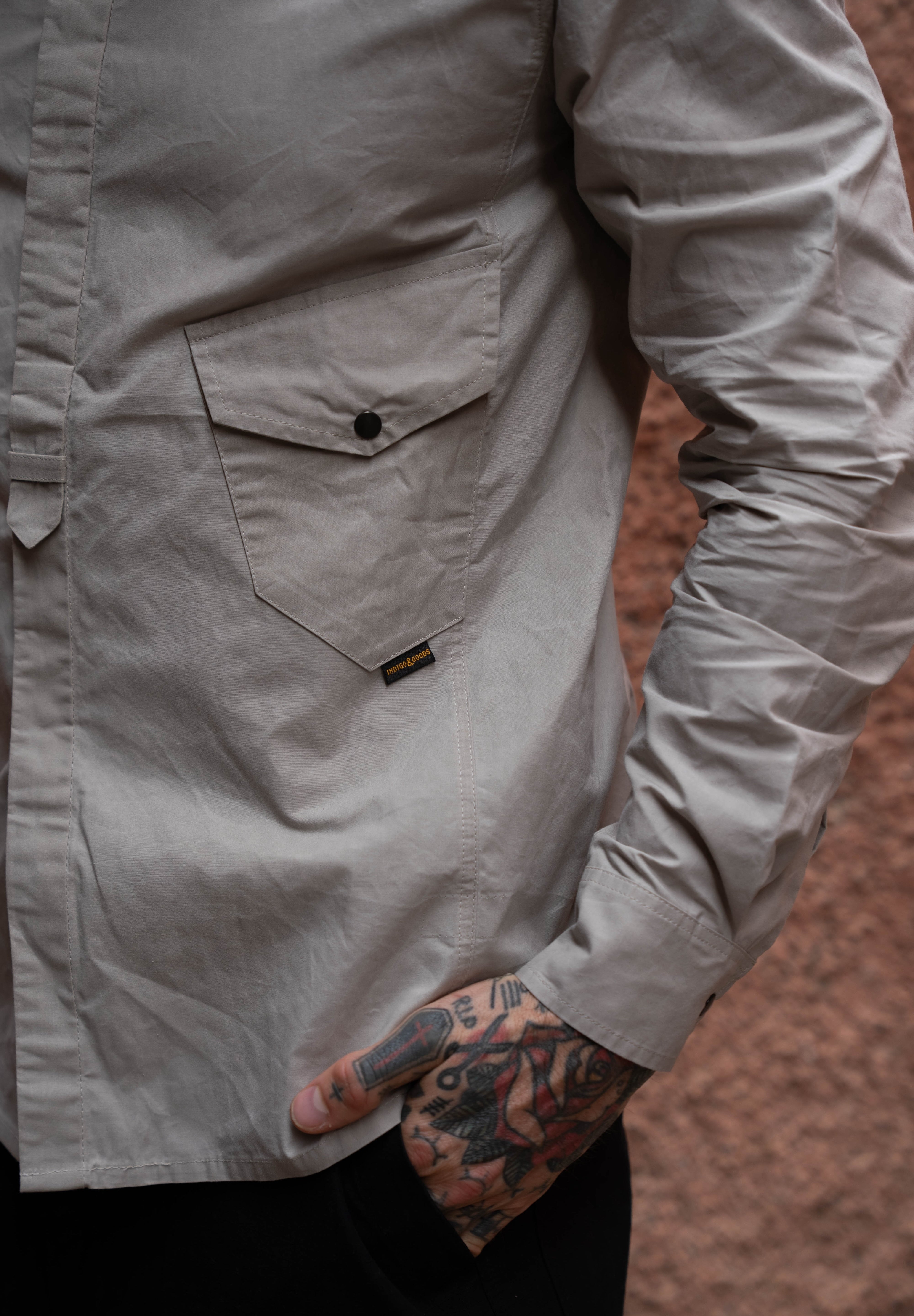Drop Pocket Shirt - Weathered Cotton - Lt. Stone