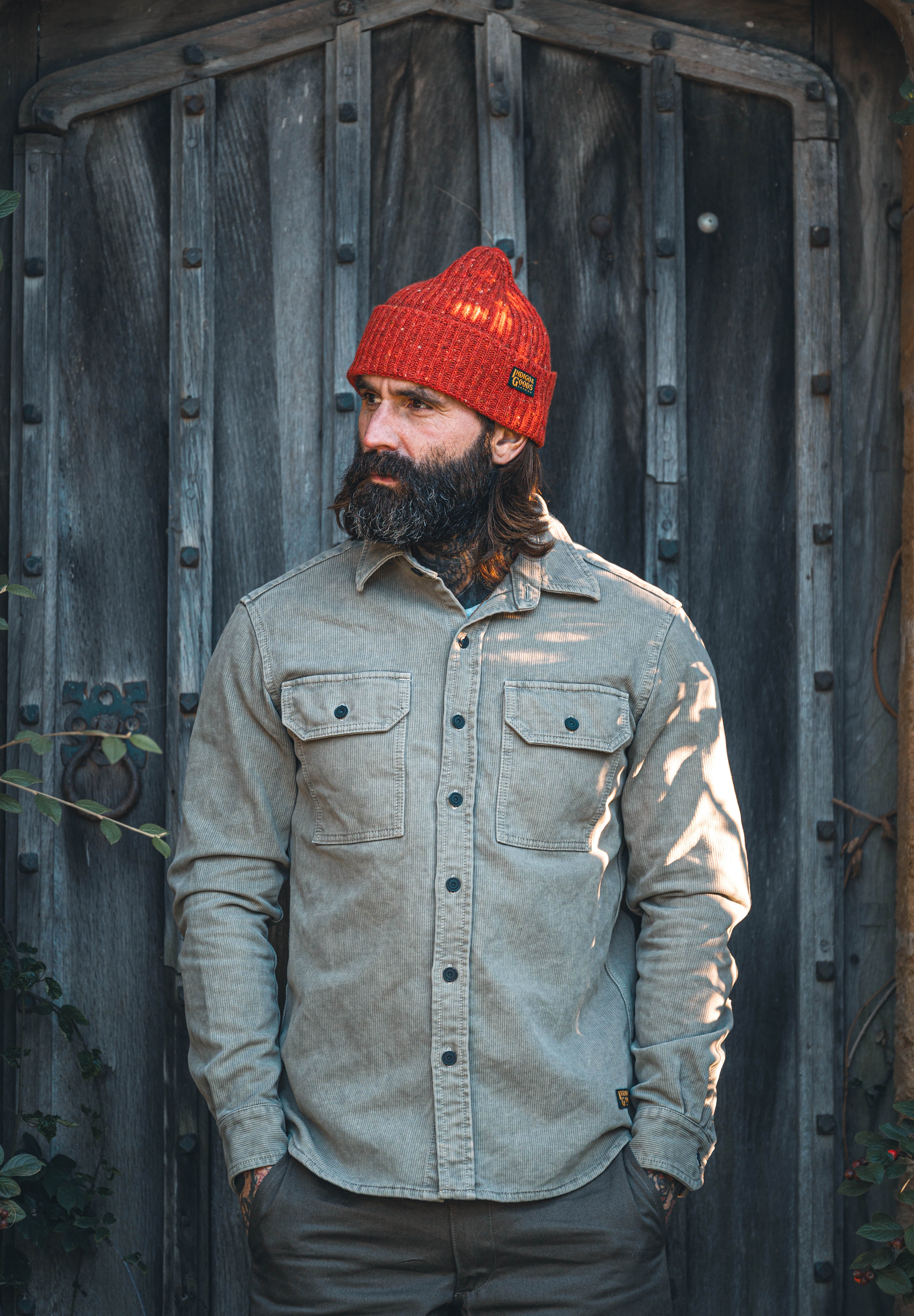 Donegal Wool Beanie - Orange Blaze