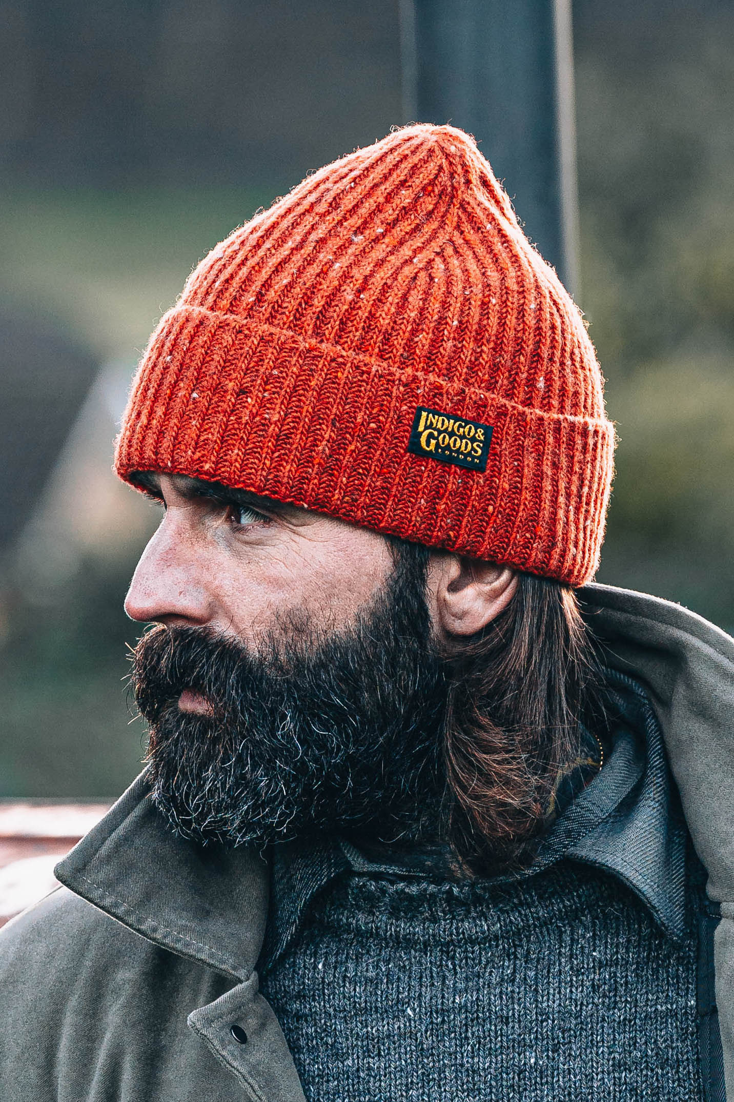 Donegal Wool Beanie - Orange Blaze