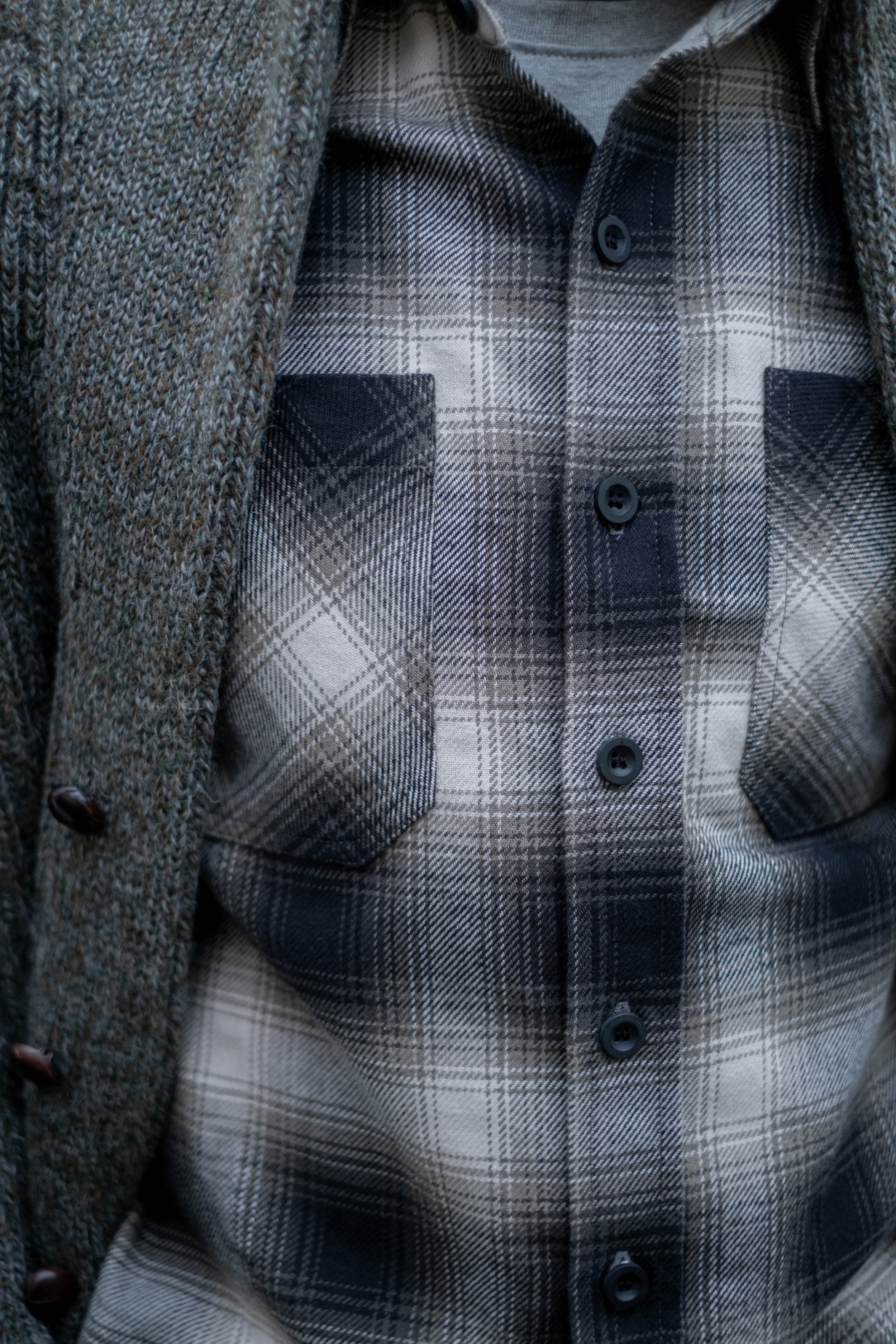 Bronson Shirt- Black Olive Cream Flannel Check