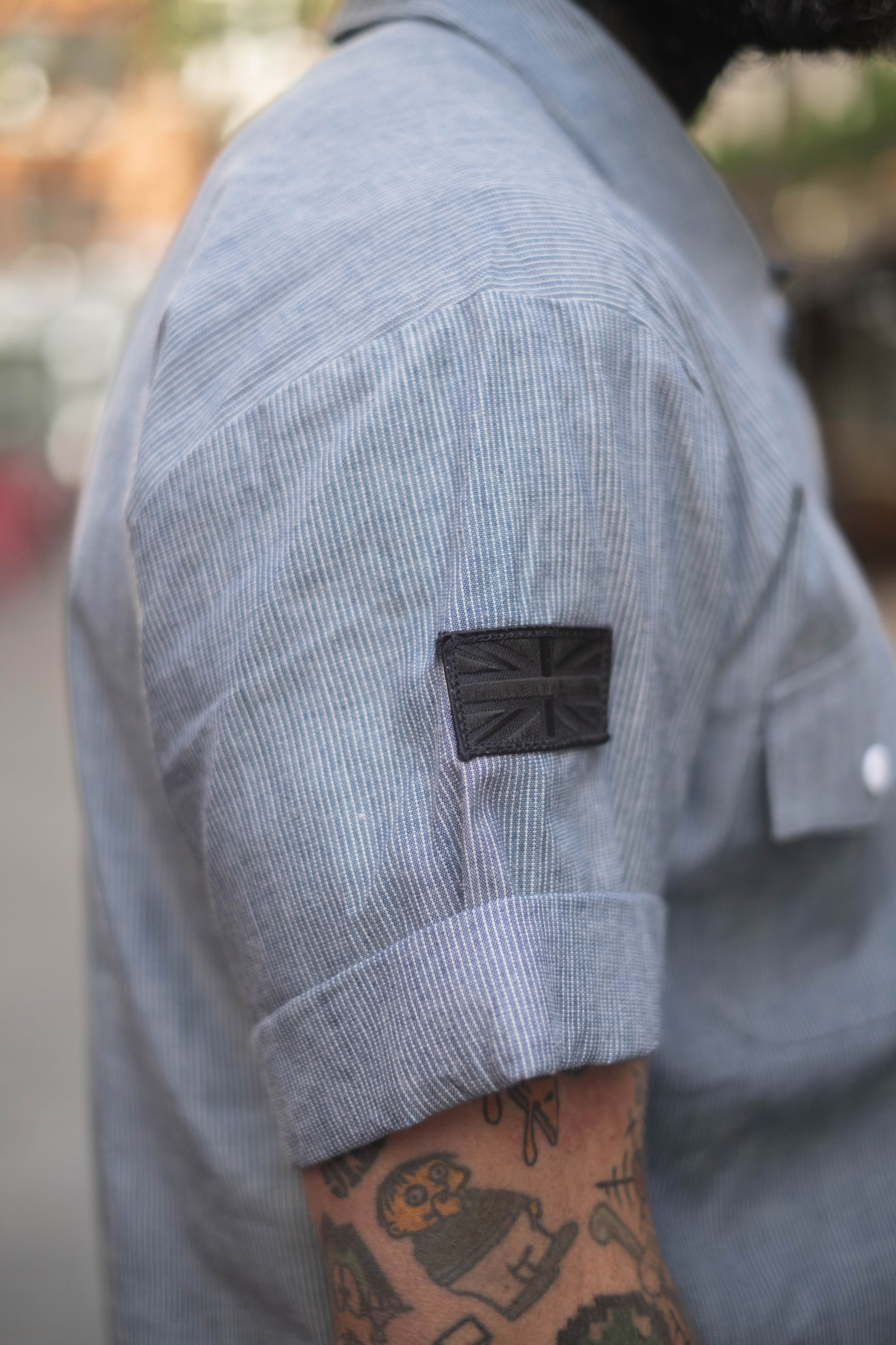 English Prison Patch Shirt - Indigo Stripe