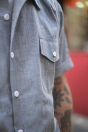 English Prison Patch Shirt - Indigo Stripe