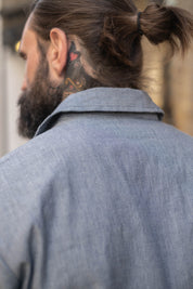 English Prison Patch Shirt - Indigo Stripe