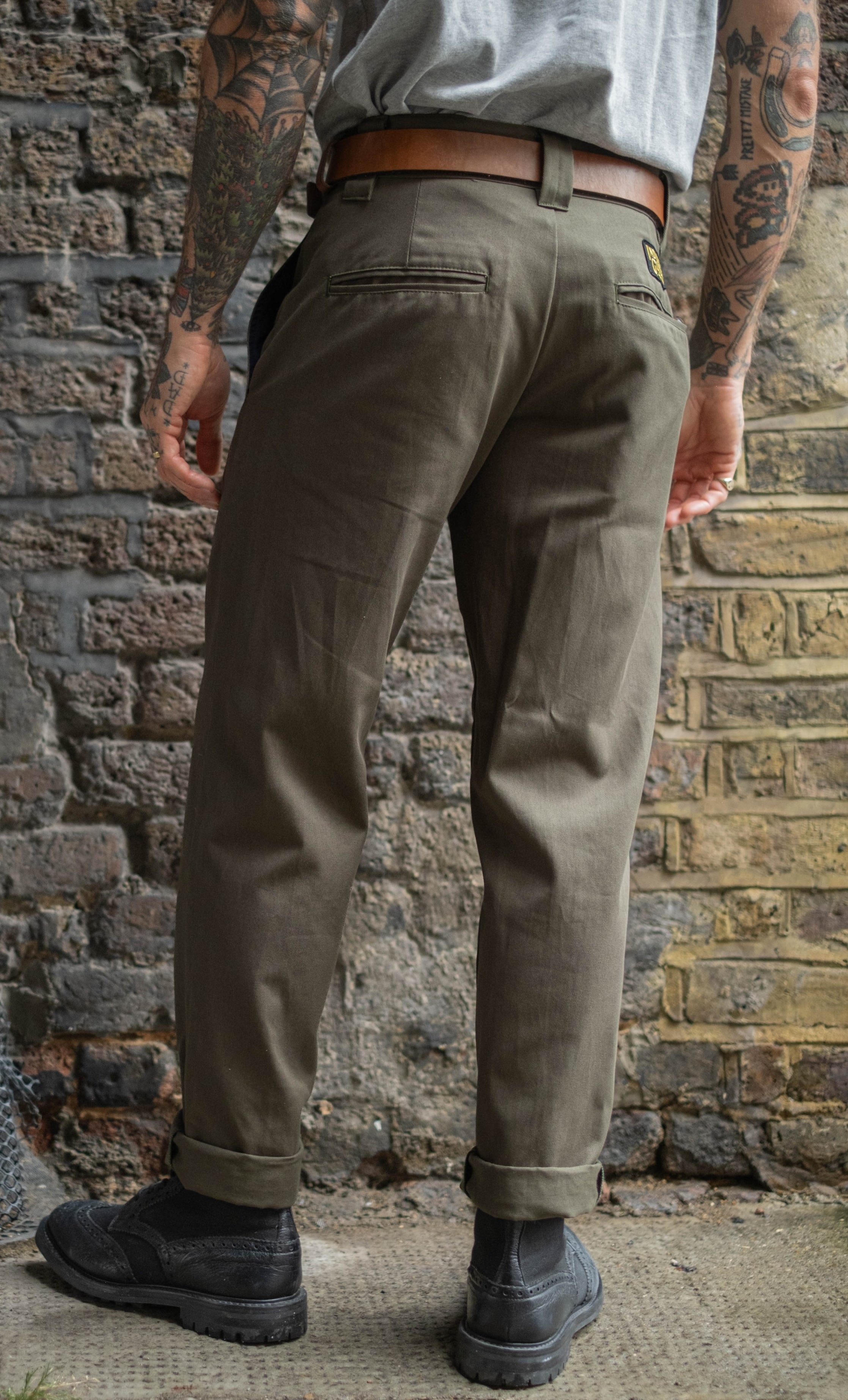 English Worker Trouser in Olive Drab Cotton Twill