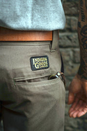 English Worker Trouser in Olive Drab Cotton Twill