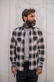Bronson Shirt- Black Olive Cream Flannel Check