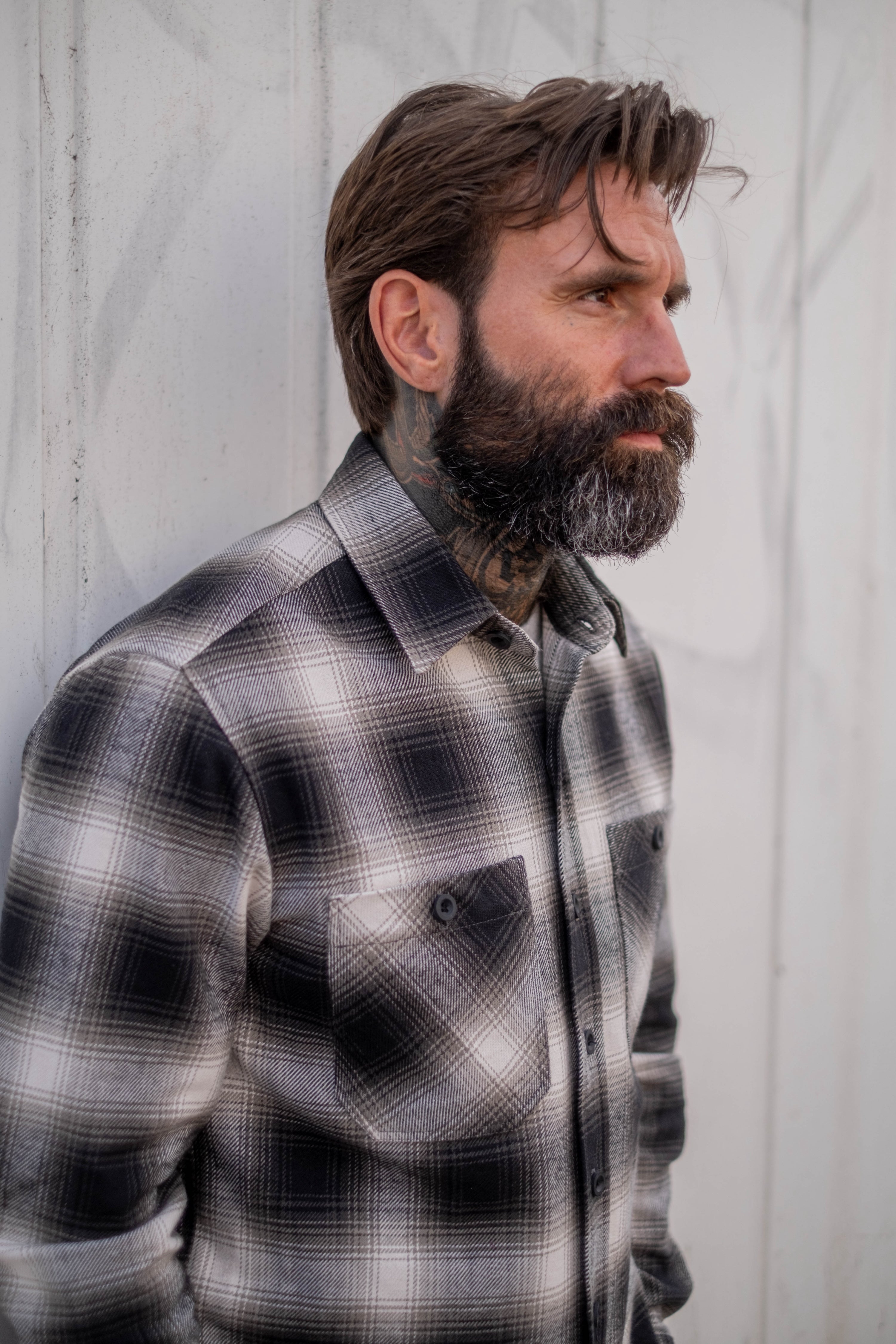 Bronson Shirt- Black Olive Cream Flannel Check