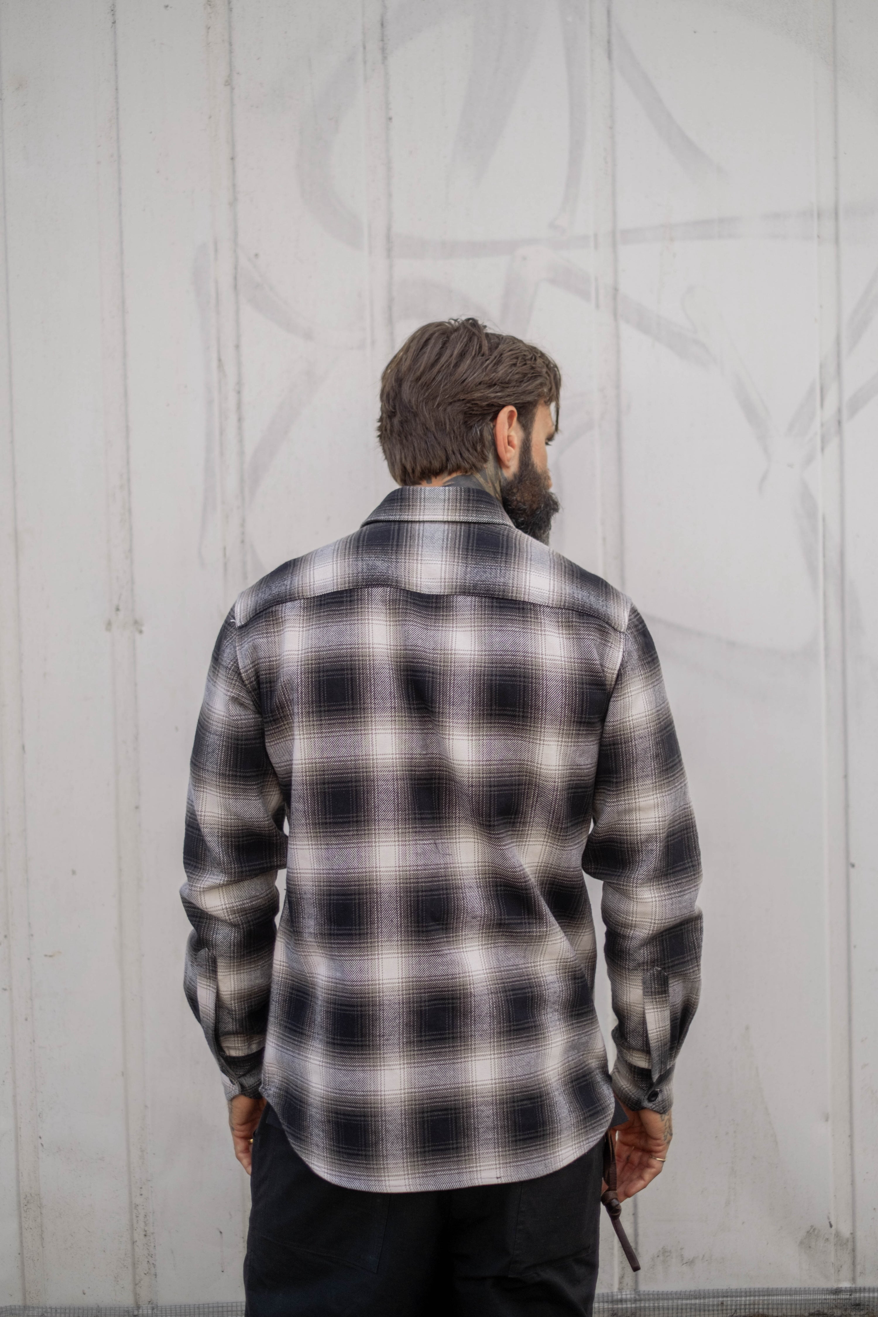 Bronson Shirt- Black Olive Cream Flannel Check