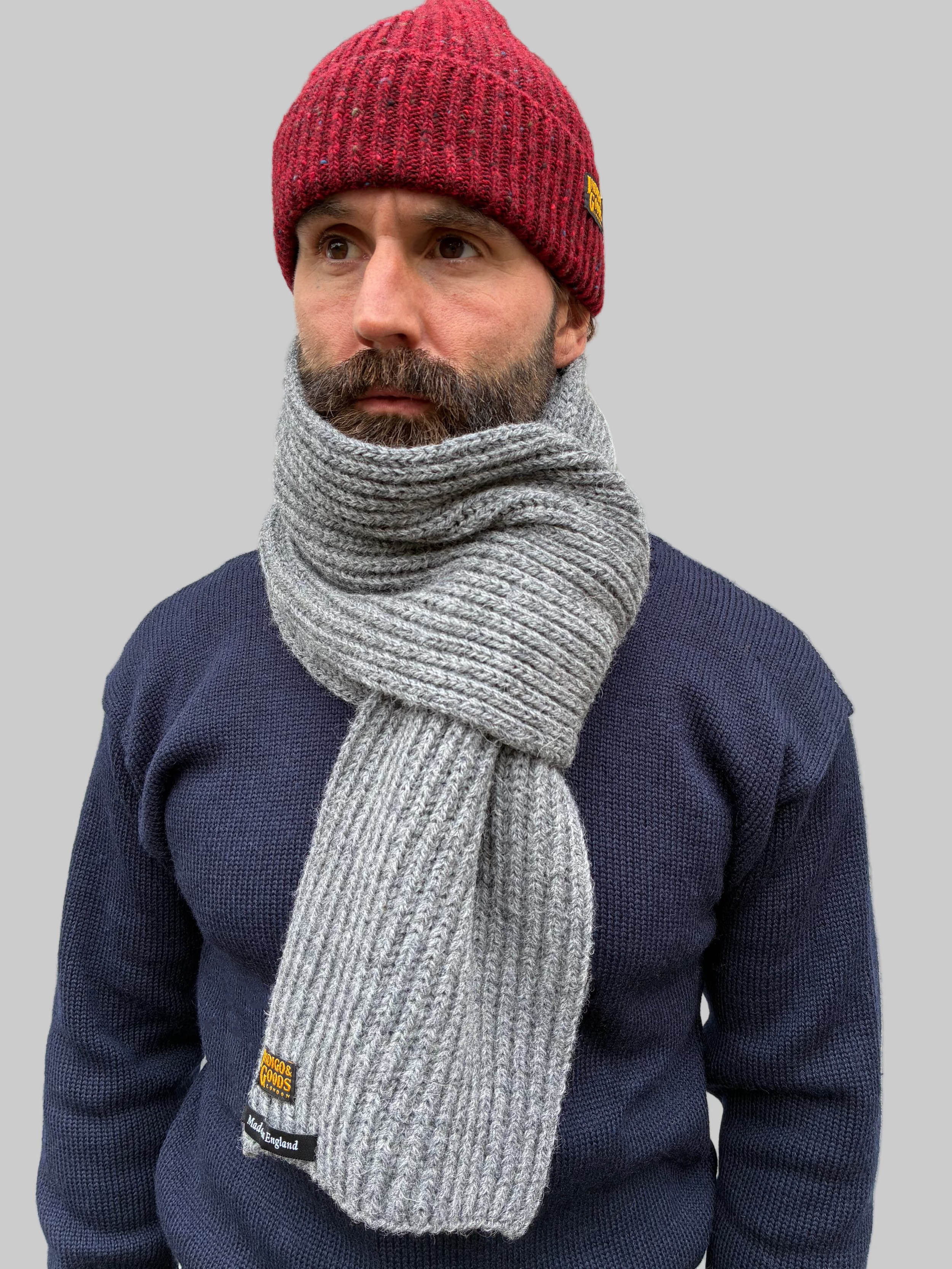 Chunky Wool Scarf - Grey