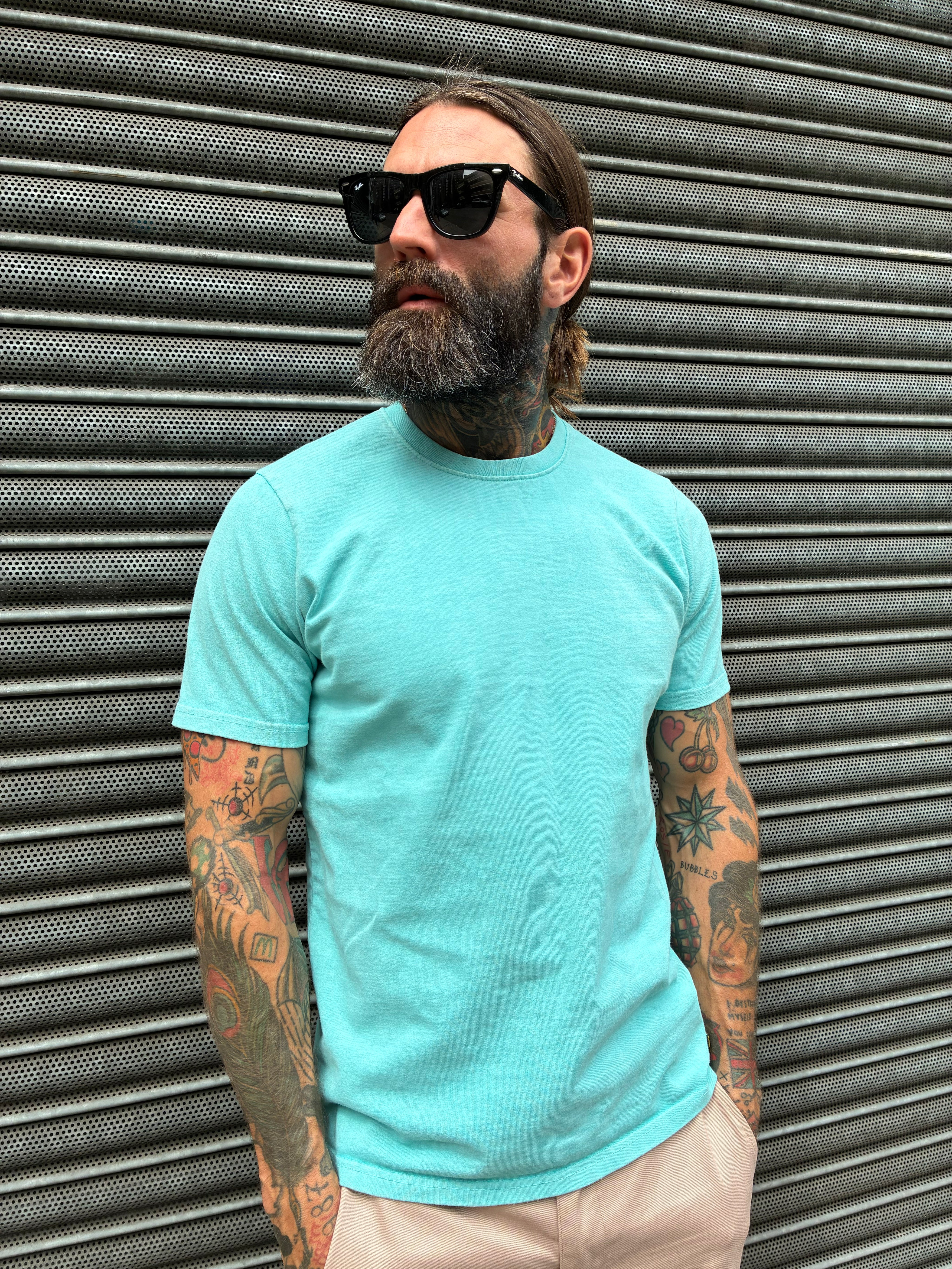 Double Weight Tee - Aqua Blue