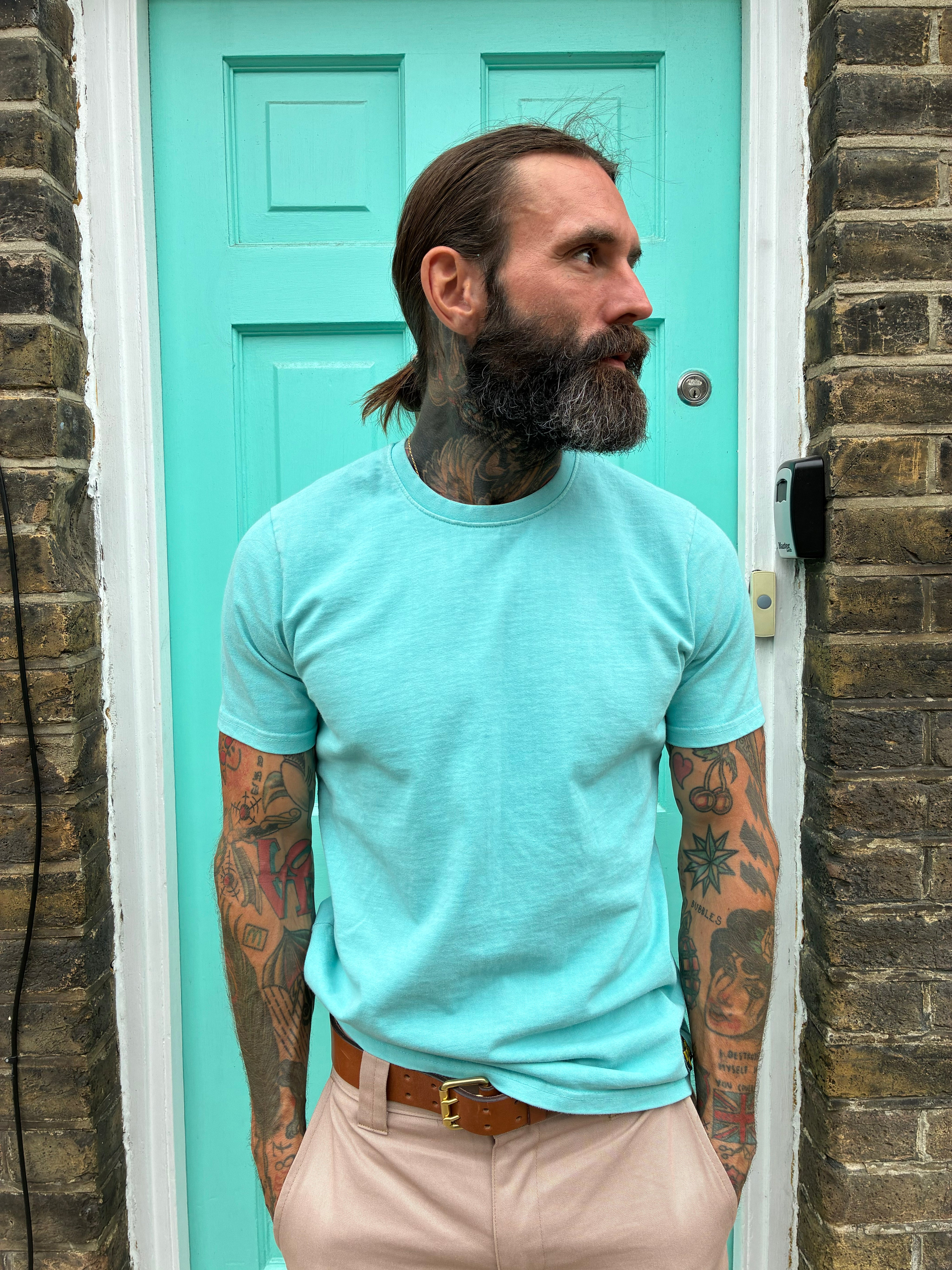 Double Weight Tee - Aqua Blue