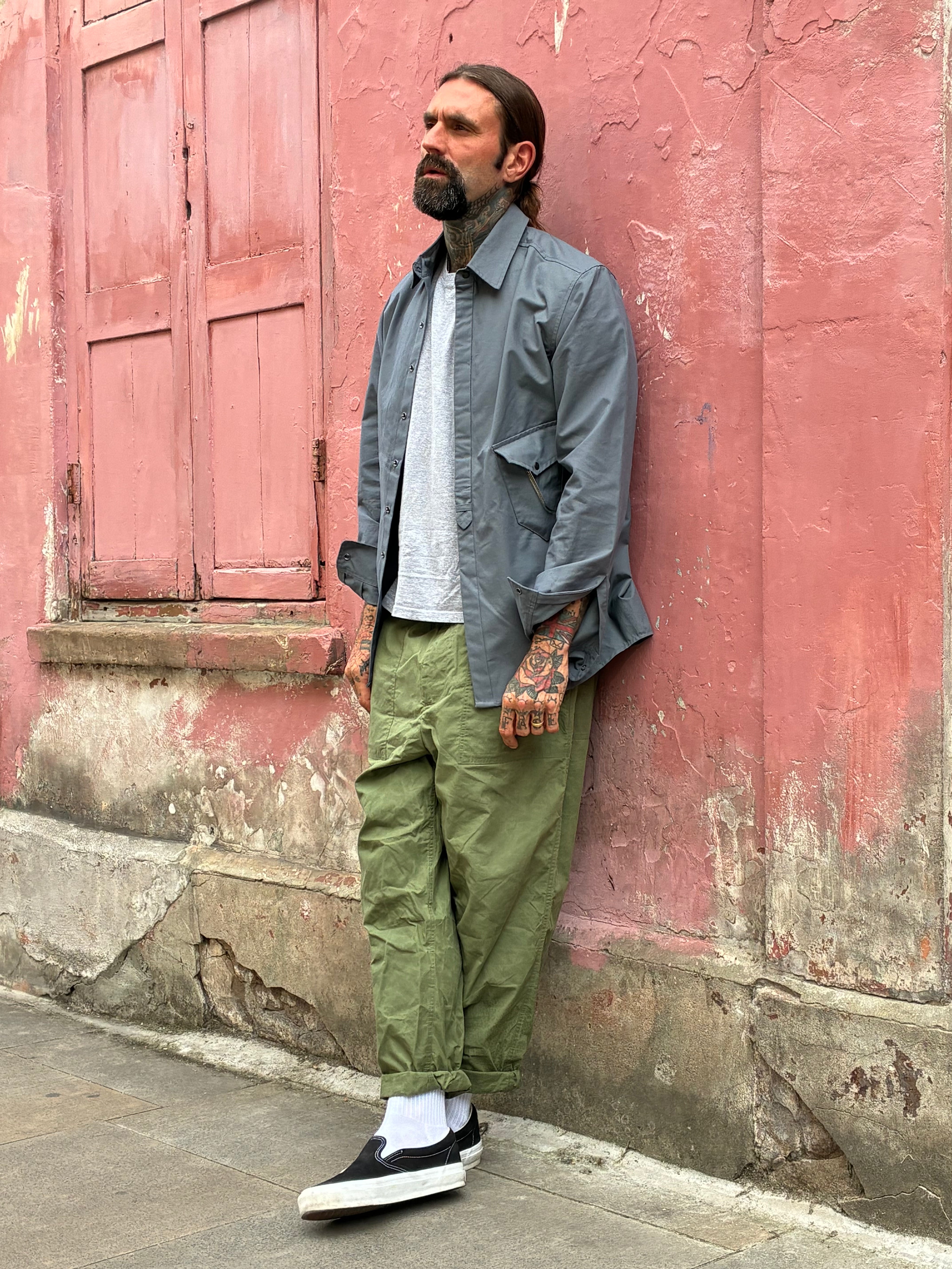 Drop Pocket Shirt - MidWeight Cotton - Slate Grey