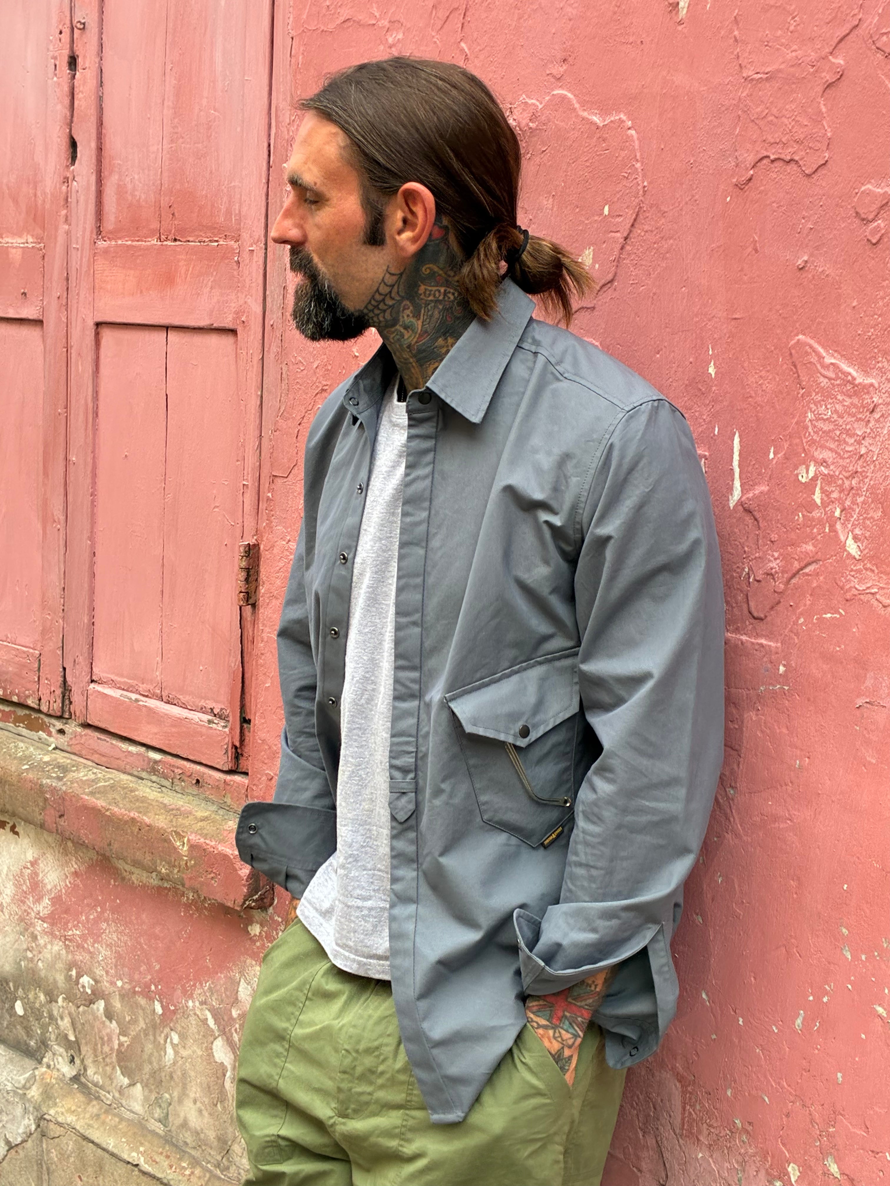 Drop Pocket Shirt - MidWeight Cotton - Slate Grey