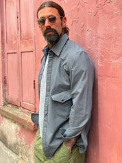 Drop Pocket Shirt - MidWeight Cotton - Slate Grey