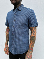 Supply Pocket Shirt Short Sleeve - Indigo Stripe