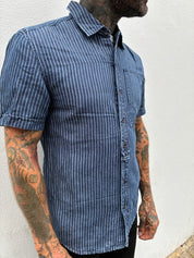 Supply Pocket Shirt Short Sleeve - Indigo Stripe