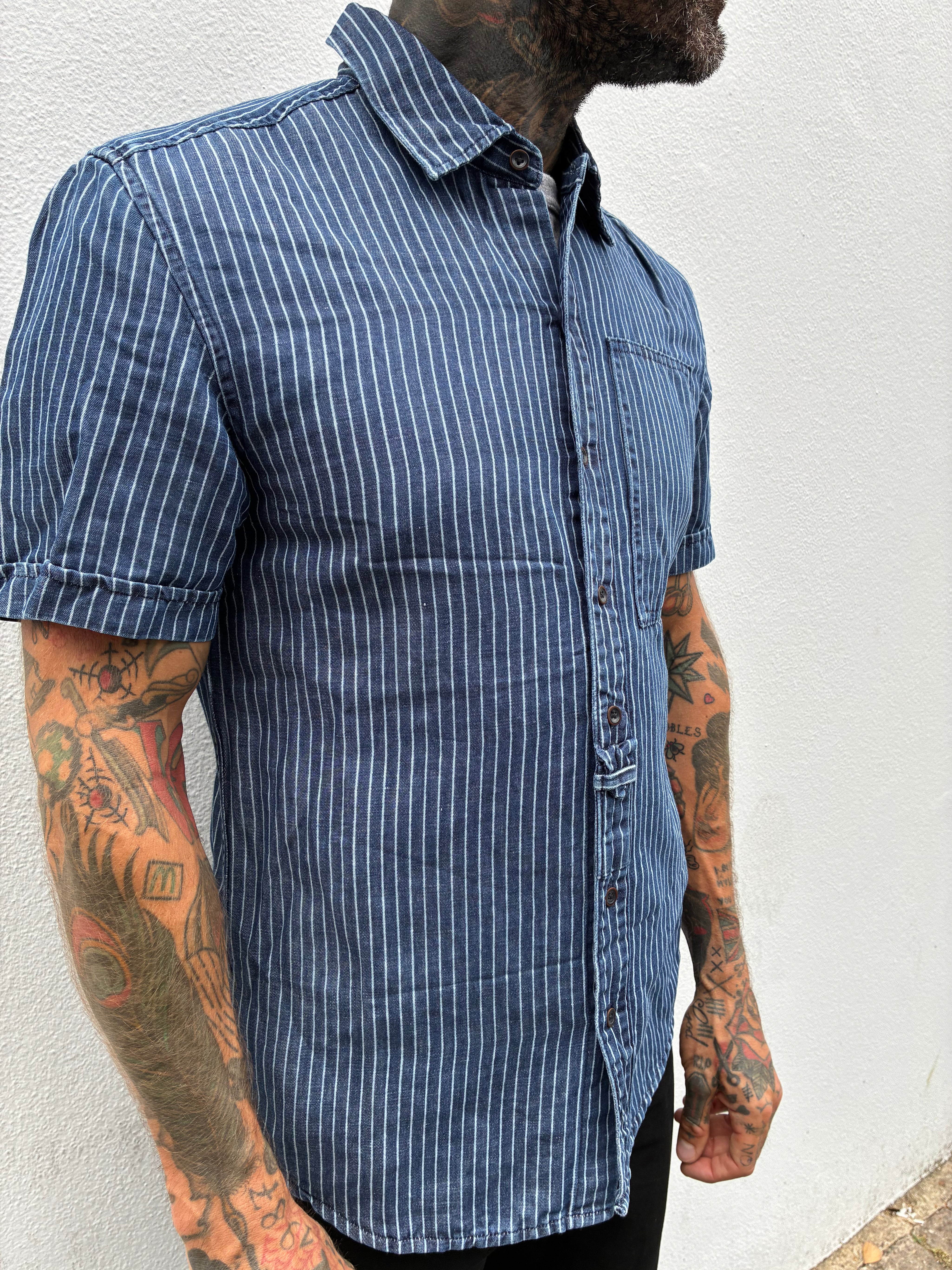 Supply Pocket Shirt Short Sleeve - Indigo Stripe